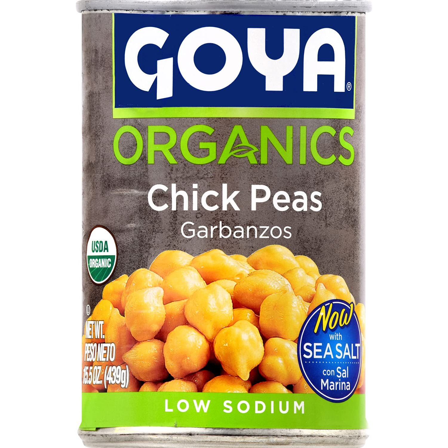 Goya Foods Organic Chick Peas, Garbanzo Beans, 15.5 Ounce (Pack Of 24)