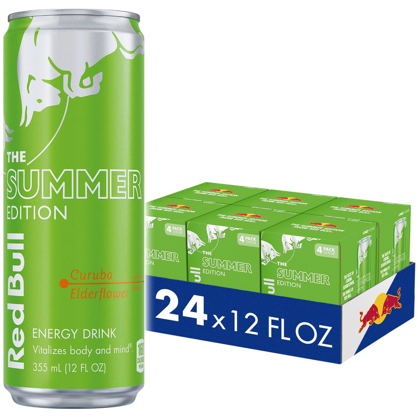 Red Bull Summer Edition Energy Drink, Curuba Elderflower, With 114Mg Caffeine Plus Taurine & B Vitamins, 12 Fl Oz, 6 Packs Of 4 Cans (Pack Of 24)