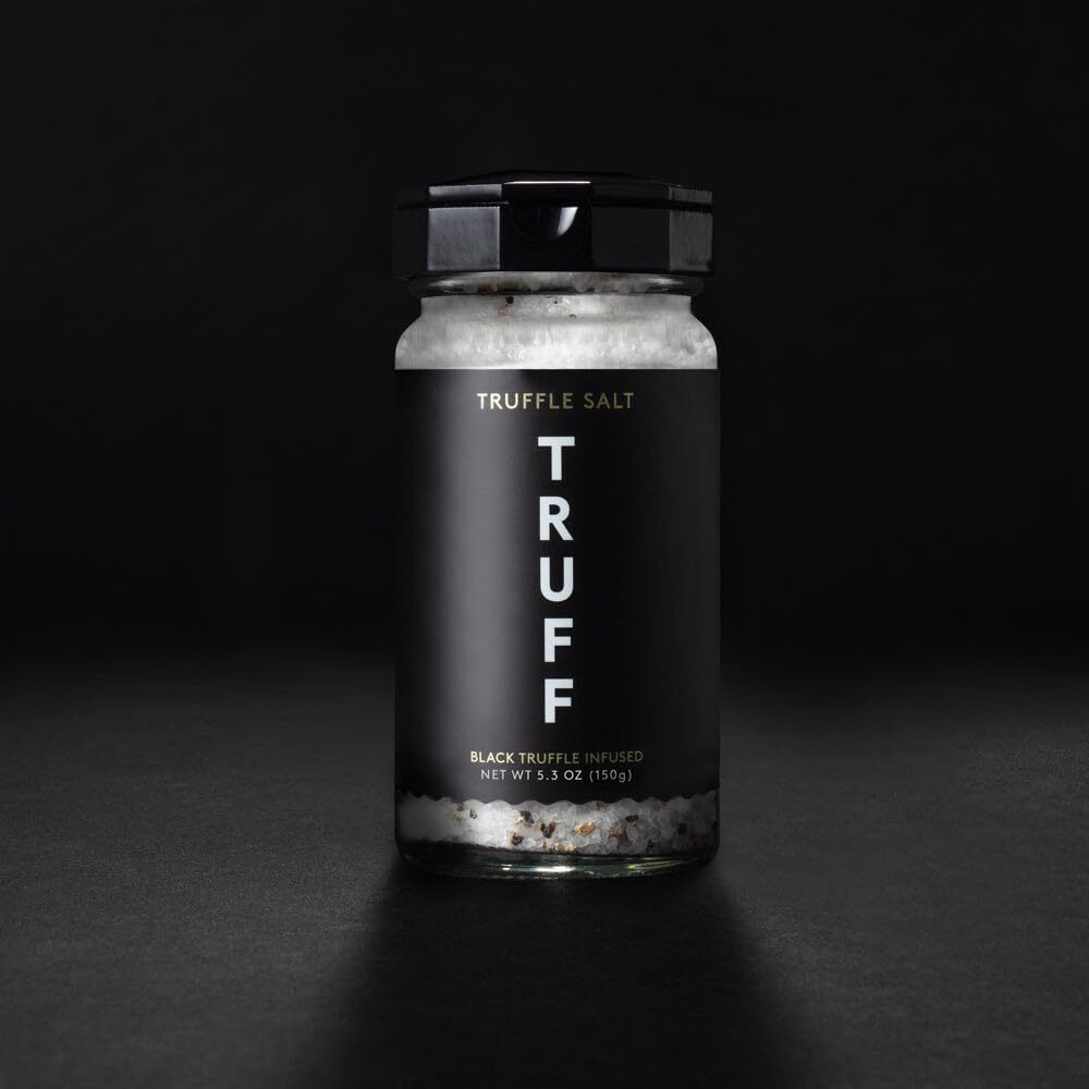 Truff Black Truffle Salt, Fine And Coarse Sea Salt, Dried Black Summer Truffles, Specialty Seasoning For A Truly Aromatic Flavor Experience, For The Finest Steaks Or Unique Everyday Popcorn (5.3 Oz)