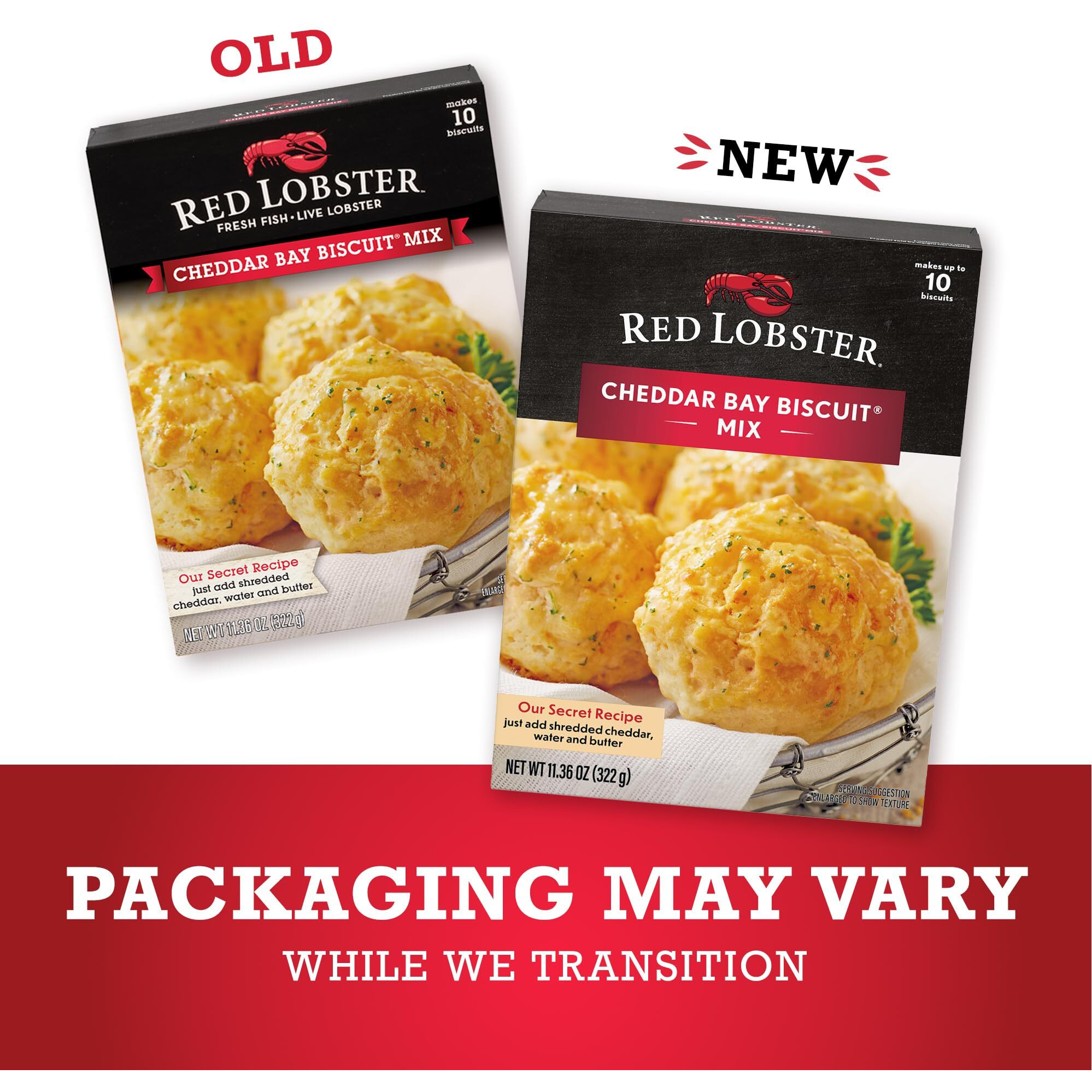 Red Lobster Cheddar Bay Biscuit Mix, Garlic Herb Seasoning Included, 11.36-Ounce Boxes (Pack Of 12), Packaging May Vary