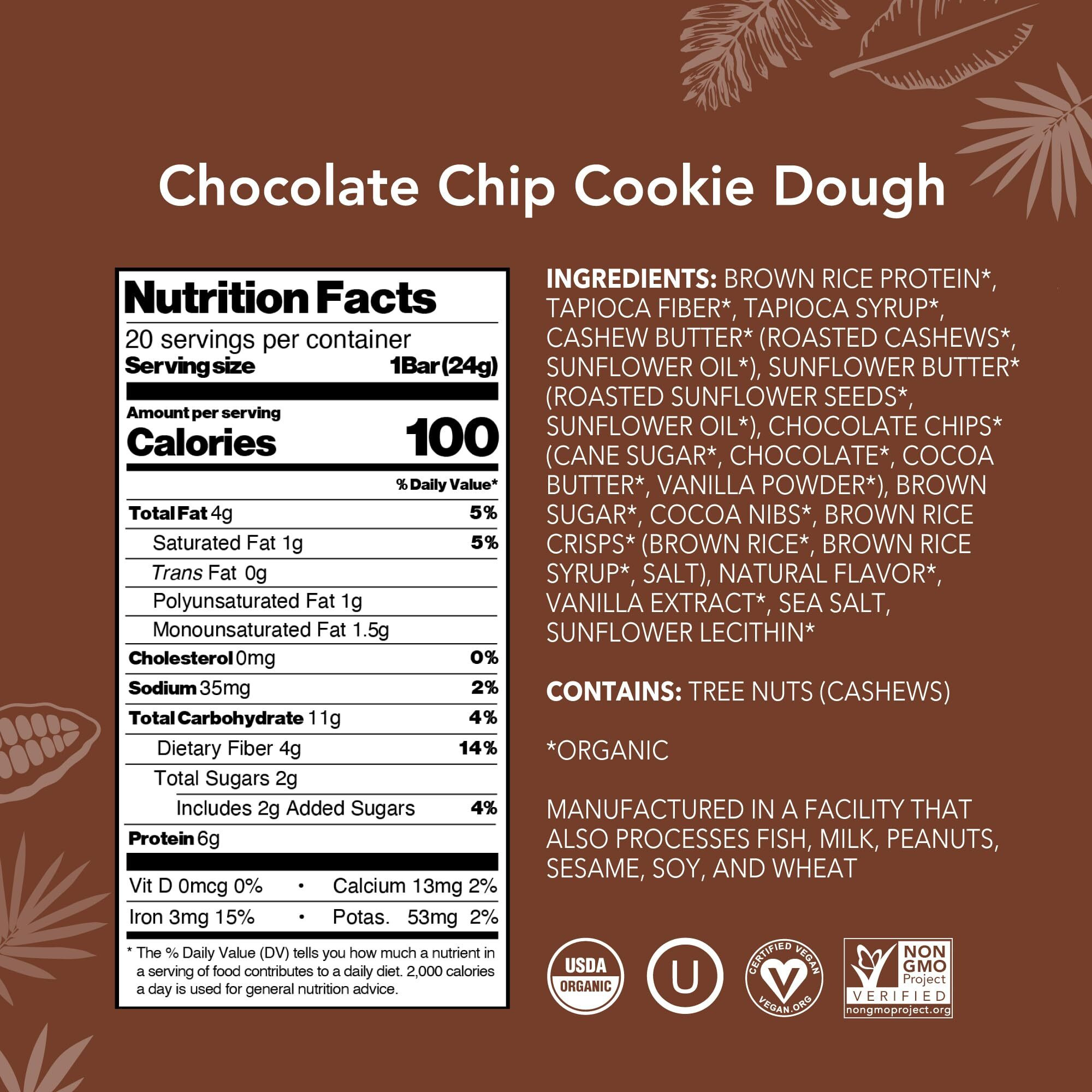 Aloha Organic Plant Based Protein Bar Minis |Chocolate Chip Cookie Dough| 20 Count, 24G Bars | Vegan, Low Sugar, Gluten Free, Paleo, Low Carb, Non-Gmo, Stevia Free, Soy Free, No Sugar Alcohols