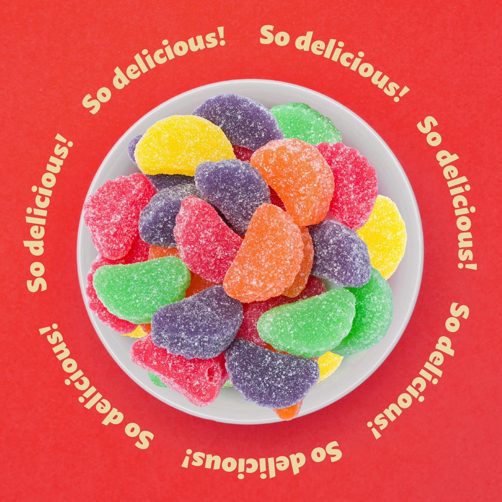 Fruit Slices Jelly Candy | Assorted Flavors | 2-Pound Bulk Bag | Sugar-Dusted Nostalgic Sweets