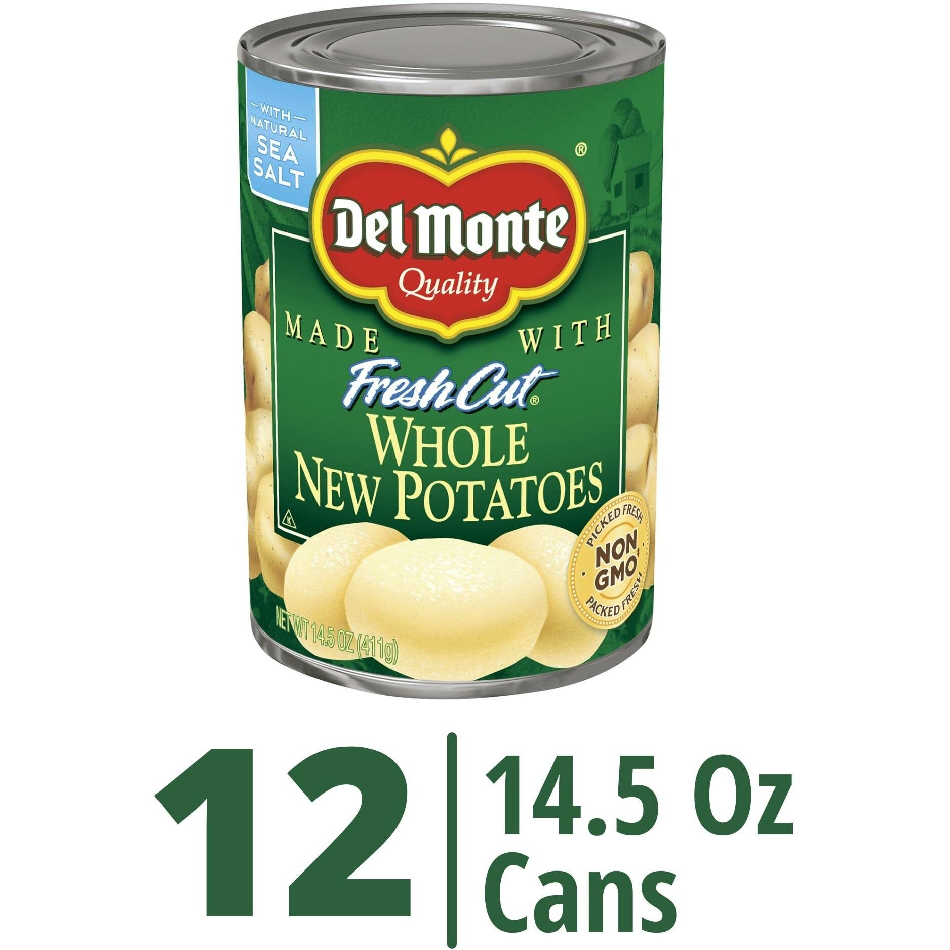 Del Monte Fresh Cut Whole New Canned Potatoes, Canned Vegetables, 12 Pack, 14.5 Oz Can