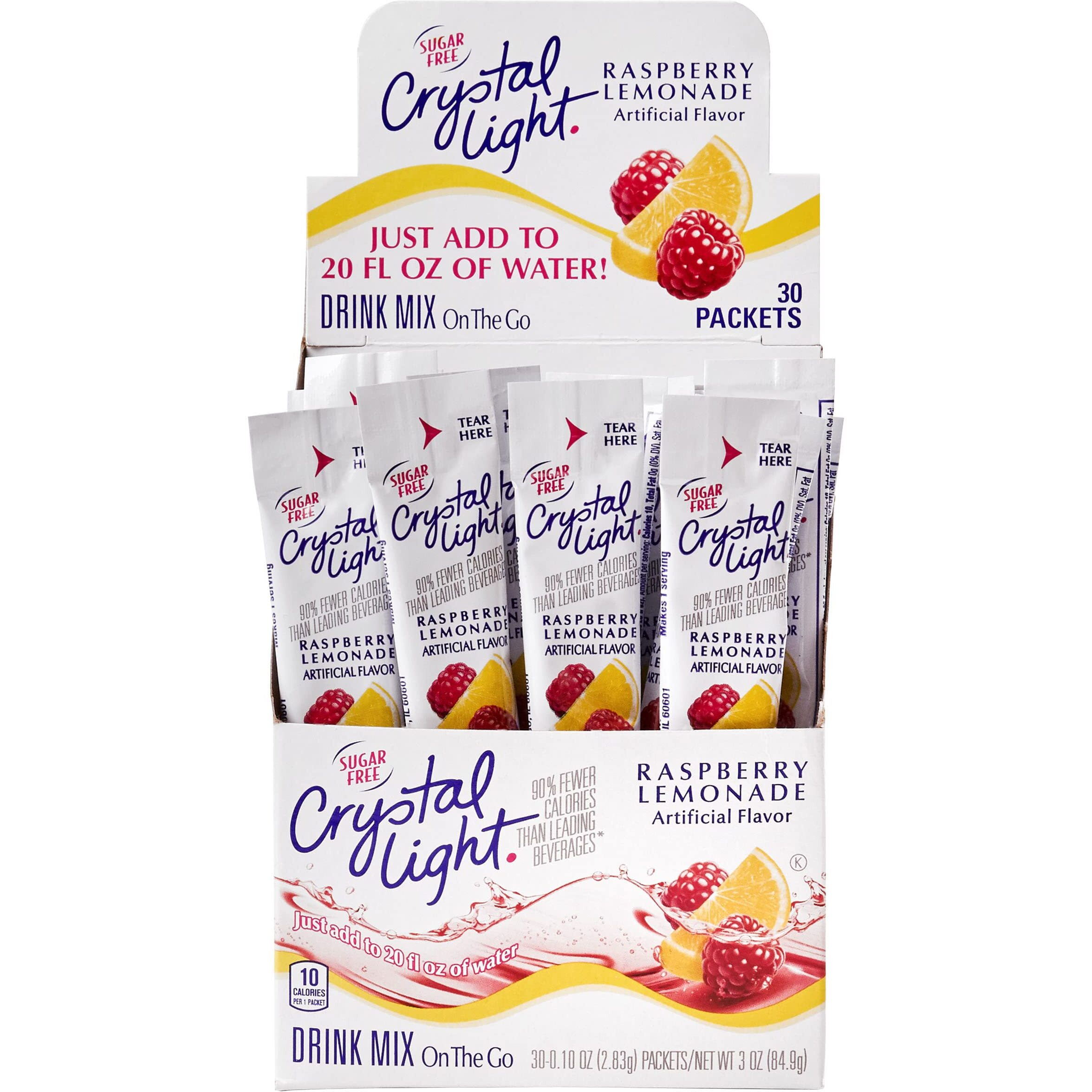 Crystal Light Sugar-Free Raspberry Lemonade On-The-Go Powdered Drink Mix 120 Count