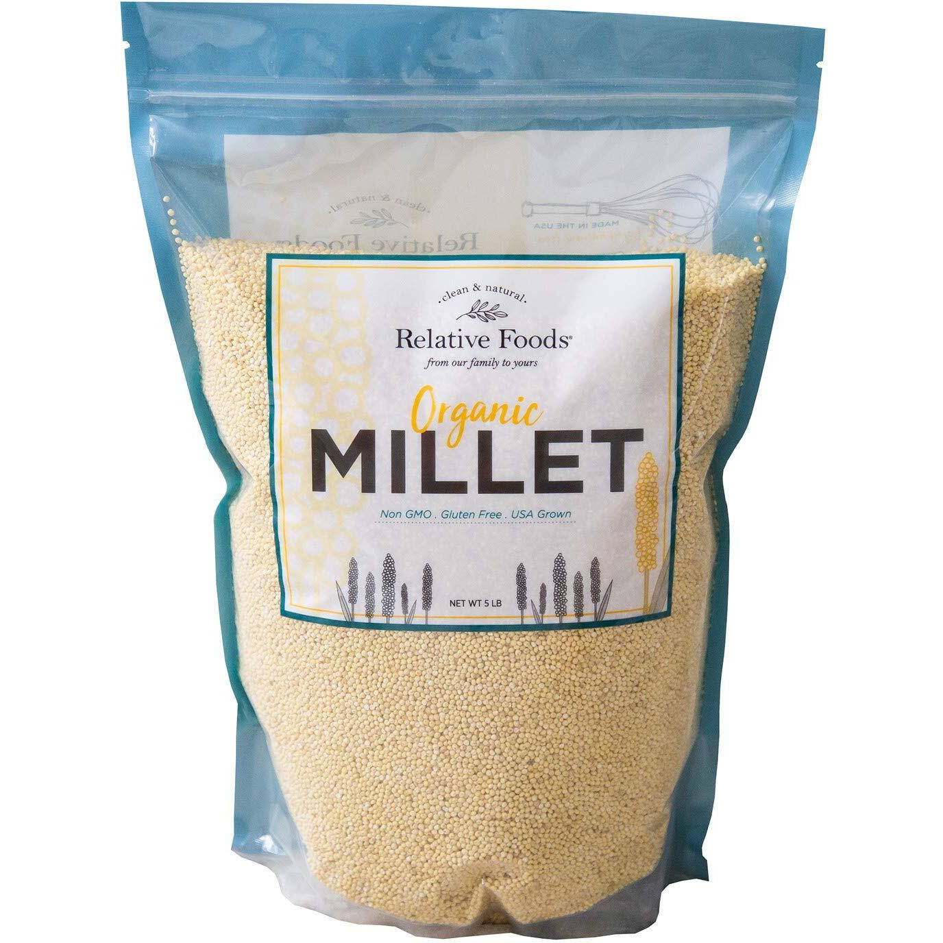 Whole Organic Hulled Millet Seed - 5Lb Millet Organic Whole Grain Seed- Gluten-Free Organic Millet Grain For Porridge, Salads, Fruits - Non-Gmo Millet Packed W/Proteins, Fiber, & More