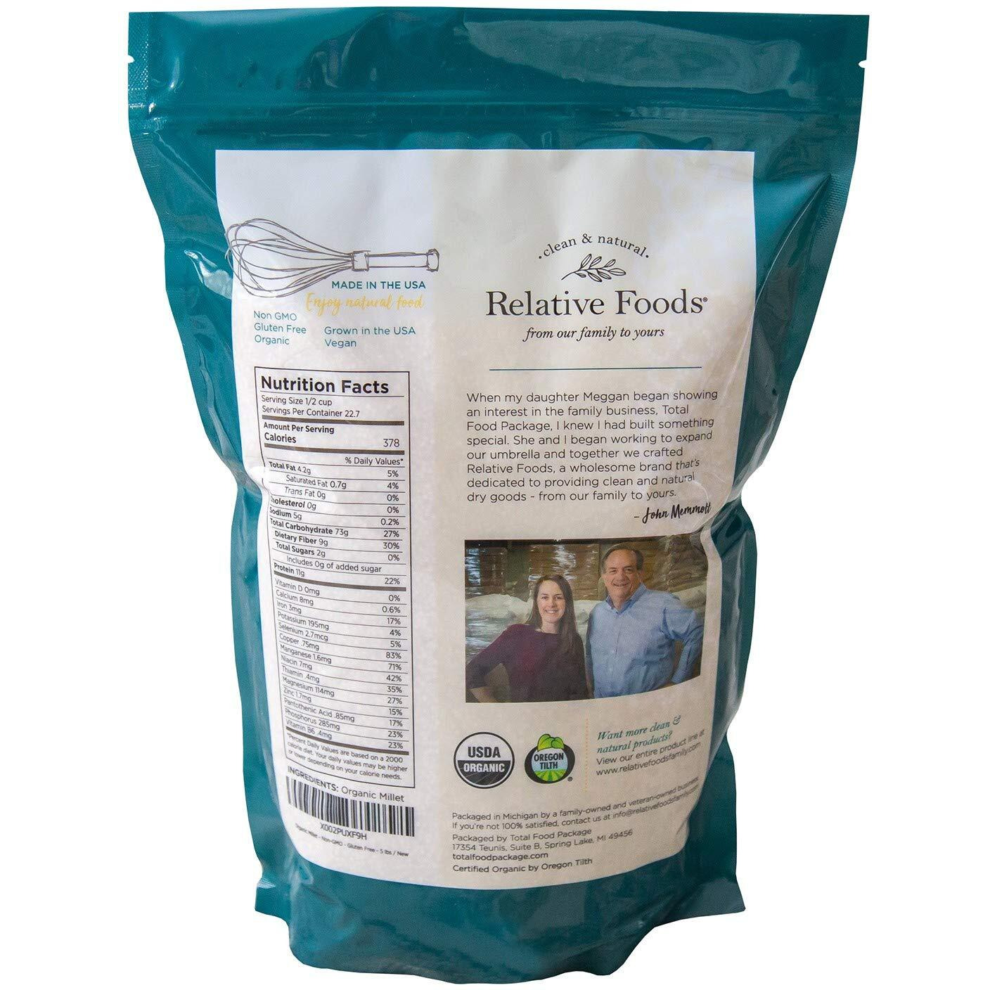 Whole Organic Hulled Millet Seed - 5Lb Millet Organic Whole Grain Seed- Gluten-Free Organic Millet Grain For Porridge, Salads, Fruits - Non-Gmo Millet Packed W/Proteins, Fiber, & More