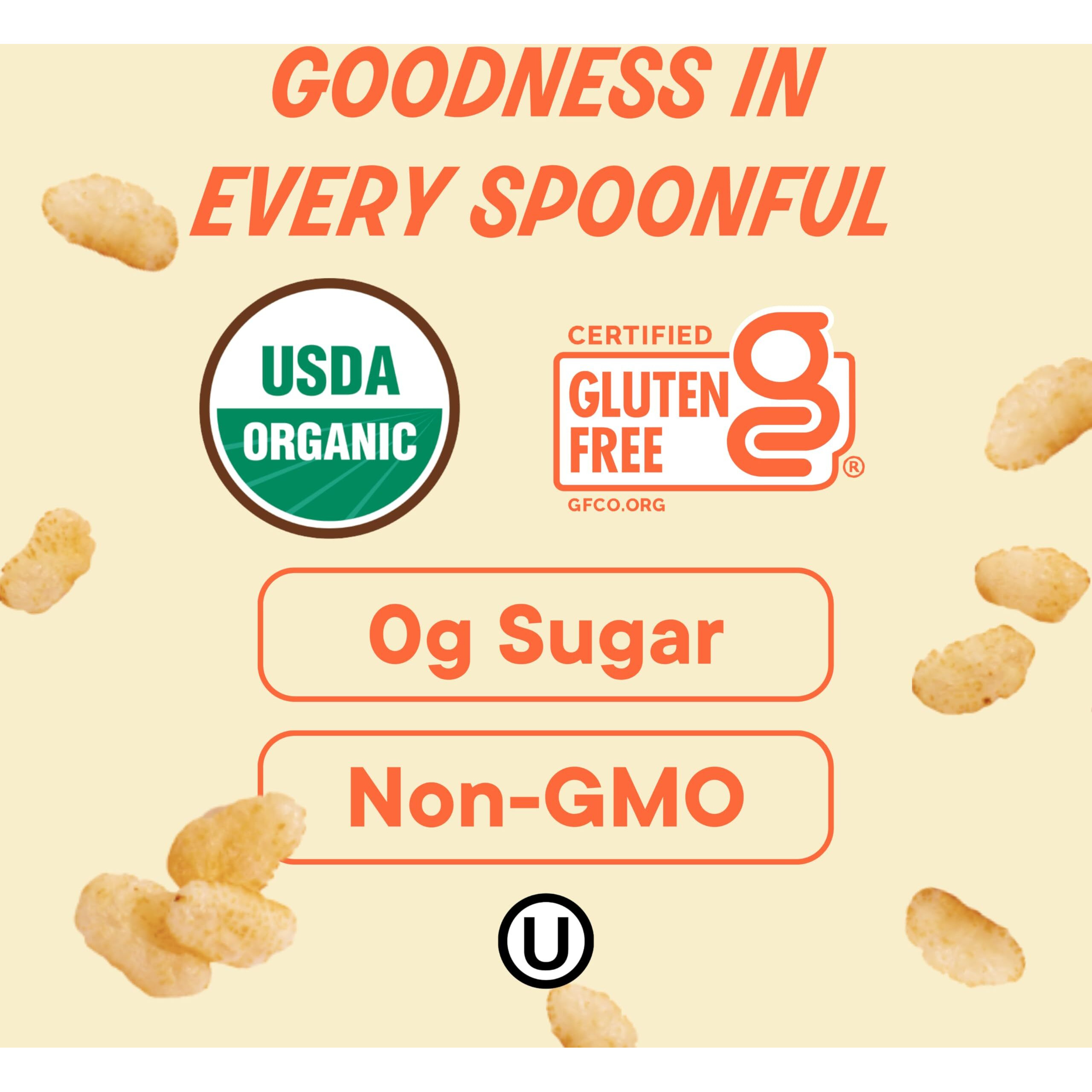 The Real Cereal Company, Organic Brown Rice Crisps Cereal 3-Pack, Zero Sugar, Gluten-Free, Non-Gmo, Made In California