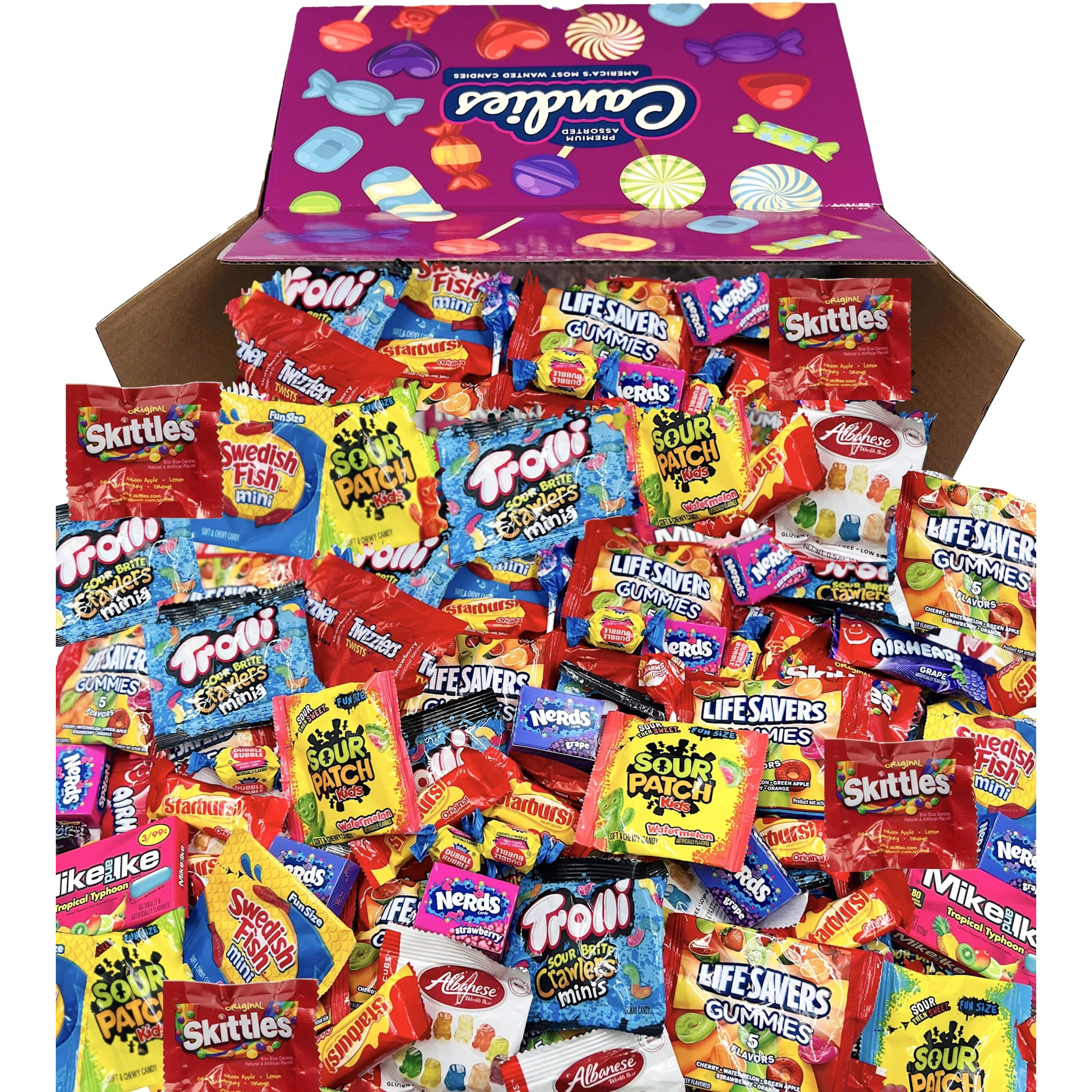 La Signature Huge Assorted Candy Party Mix Box 6.50 Lbs/104 Oz Over 255 Individually Wrapped Candies Of All Time America's Most (Purple)