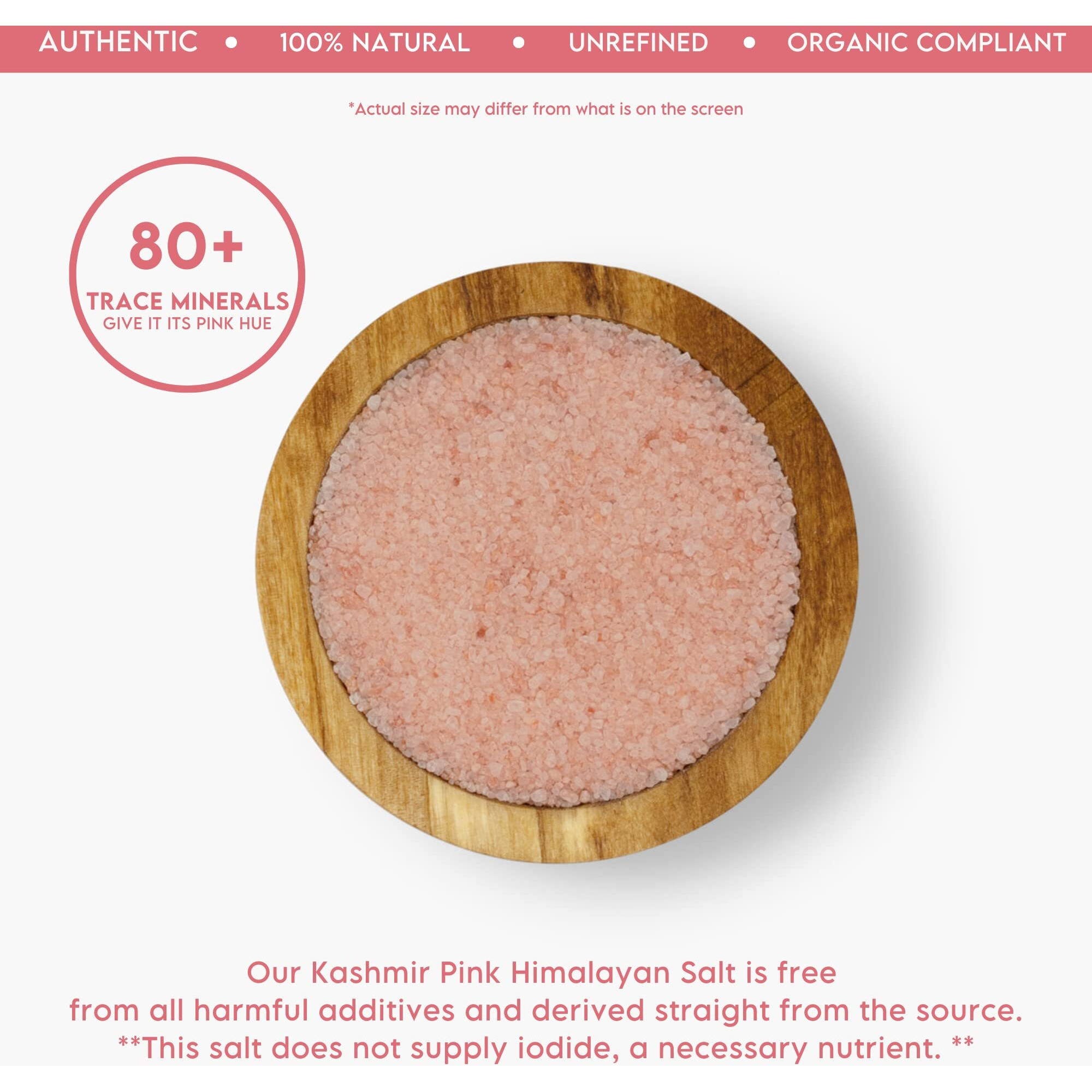 La Salt Co Kashmir 2.5 Lbs Pink Himalayan Salt Jar, X-Fine | 100% Pure, Food Grade With 84 Trace Minerals | Kosher Certified, Vegan, Non-Gmo, & Cruelty-Free