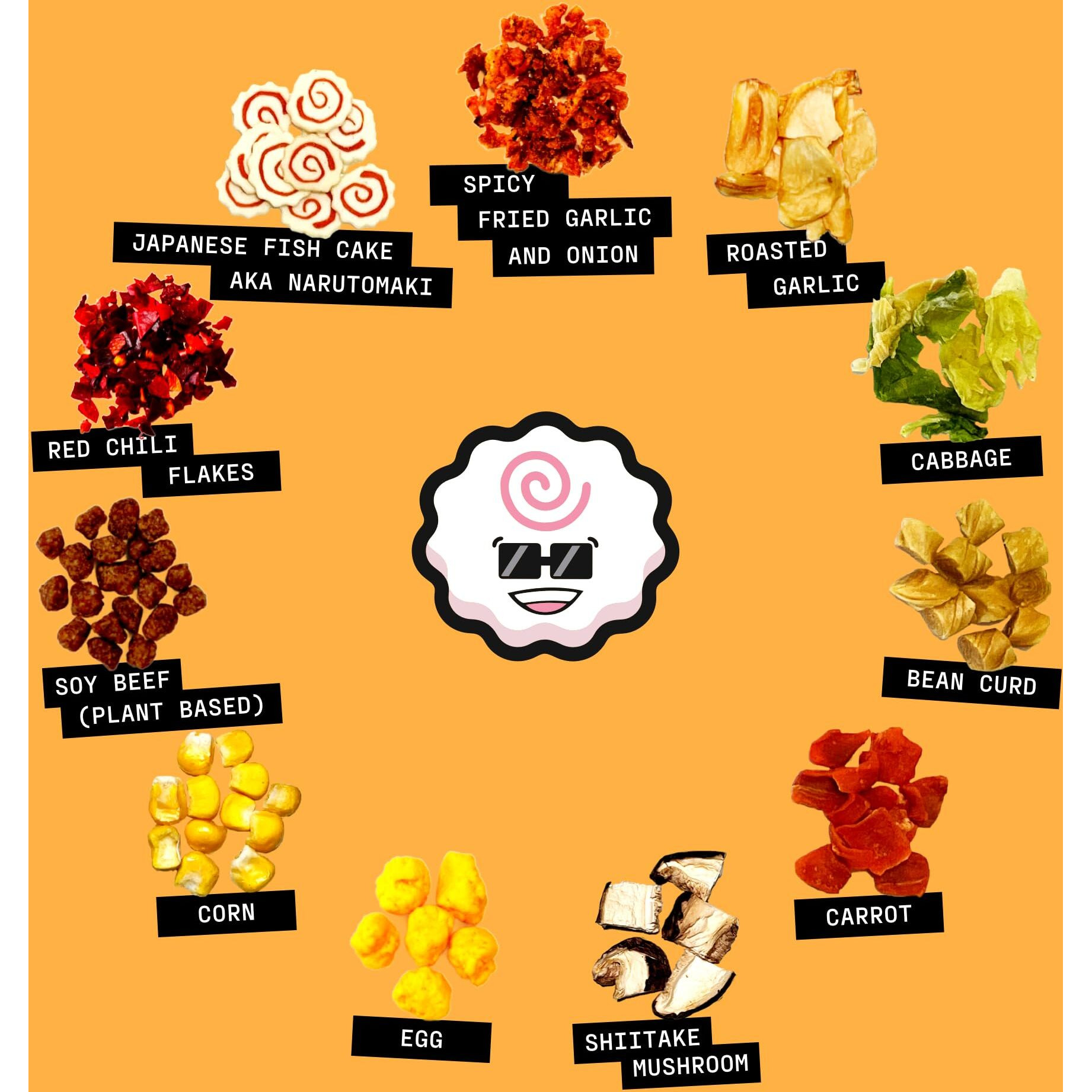 The Ramen Bae - Spicy Garlic Mix, Dried Ramen Toppings - Ramen Toppers - 14Oz