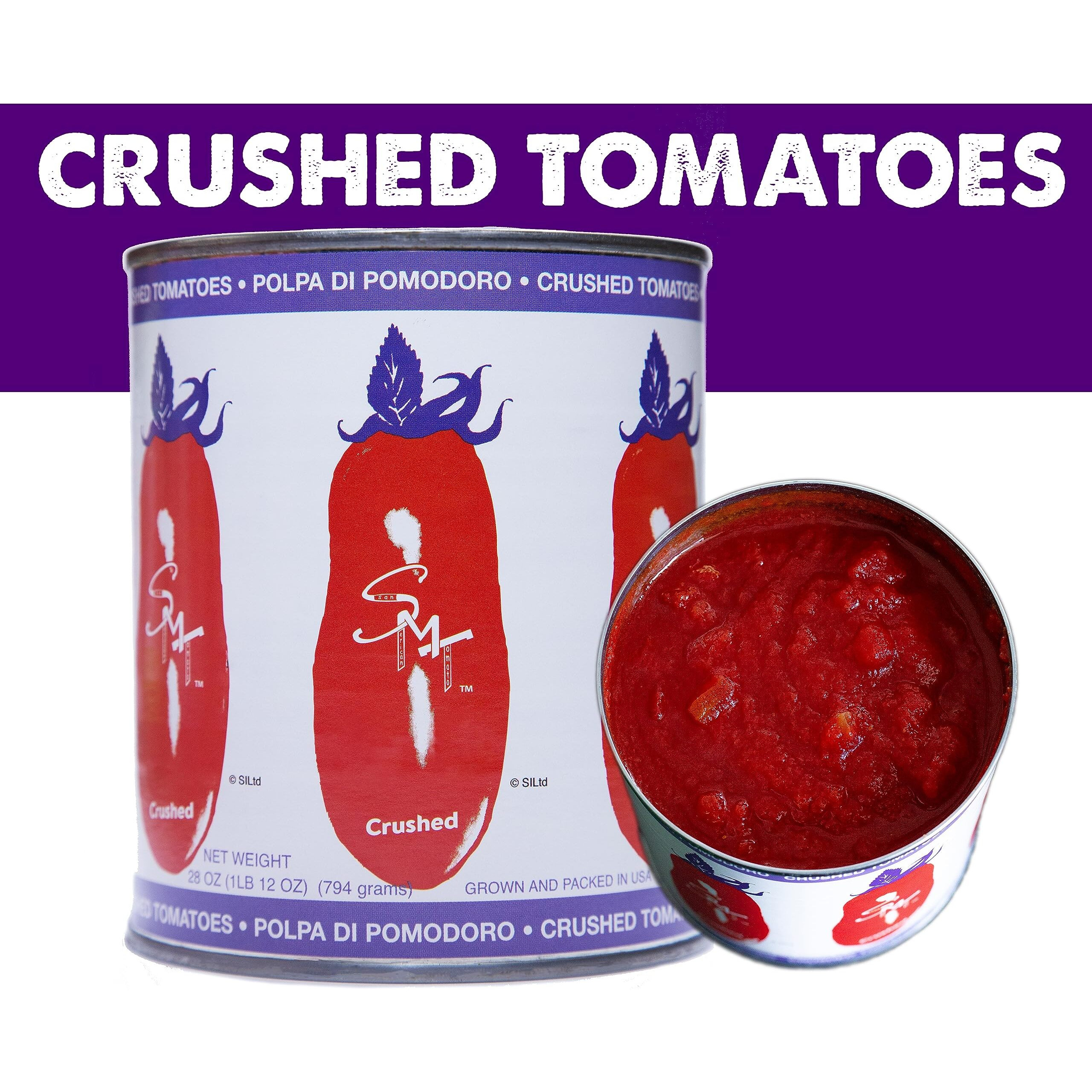 Smt San Merican Crushed Canned Tomatoes - 28 Ounce (Pack Of 6) - Usa Grown