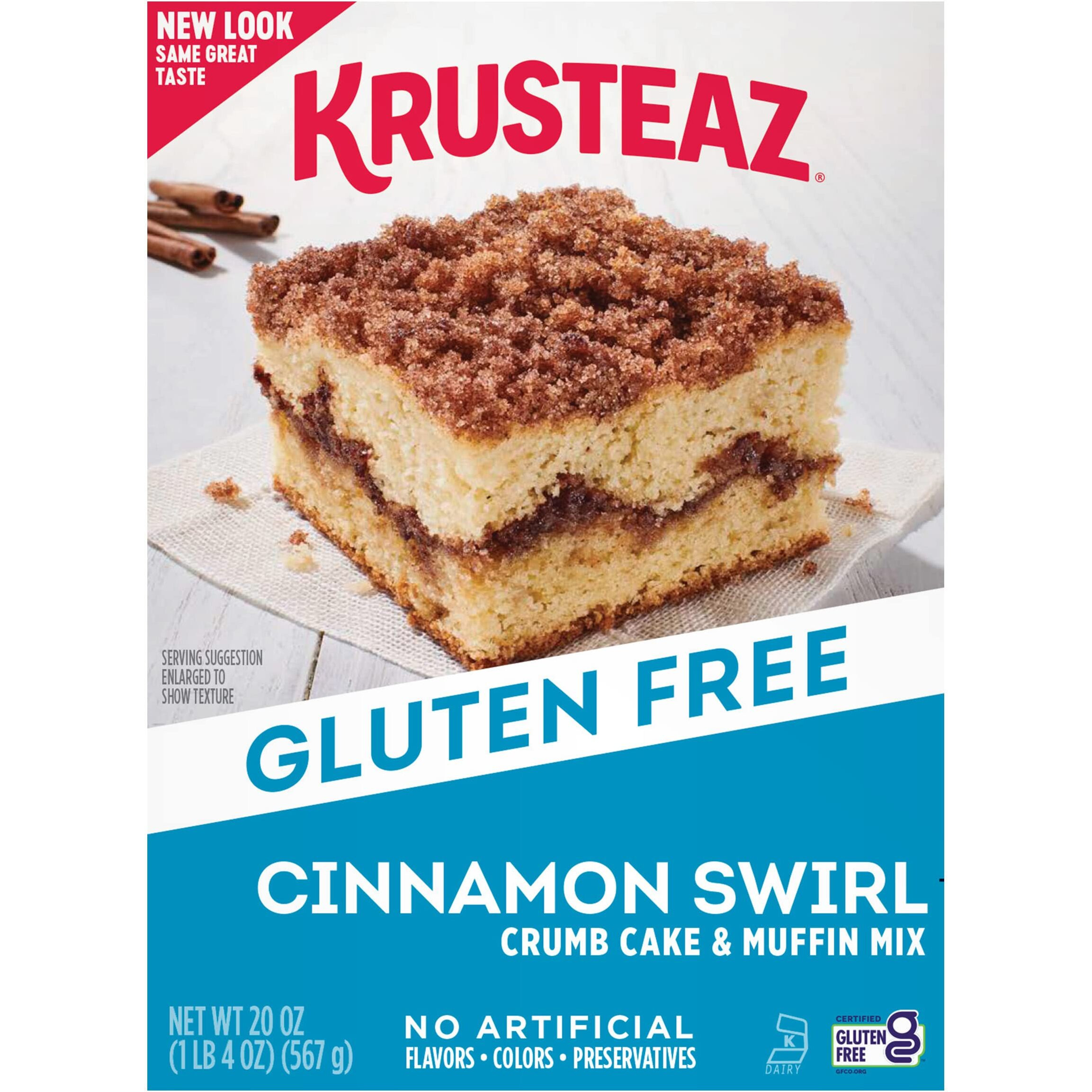 Krusteaz Gluten Free Cinnamon Swirl Crumb Cake & Muffin Mix, 20 Oz Boxes (Pack Of 8)