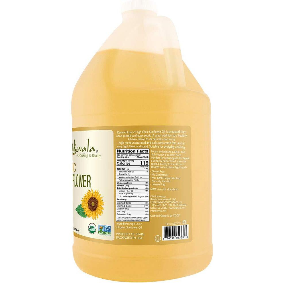 Kevala High Oleic Organic Sunflower Oil, 1 Gallon