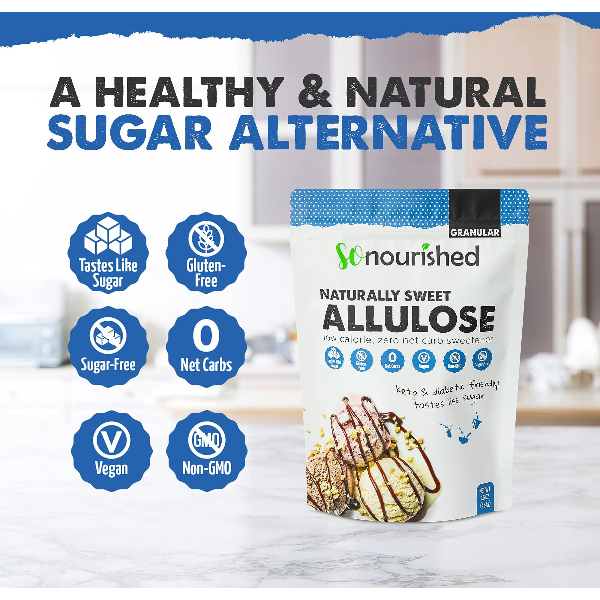 Allulose Sweetener Granular - Keto Sugar Substitute - 0 Calorie, 0 Net Carb, Non-Gmo (2.5 Lb/40 Oz)