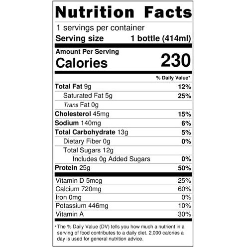 Darigold Fit High Protein Milk 2 Percent Low Fat Milk - Lactose Free Milk 2 Percent, Ultra Pasteurized Milk, Shelf Stable Milk - 14G Protein, 40% Less Sugar - 14Oz, 12 Pack (White Milk)
