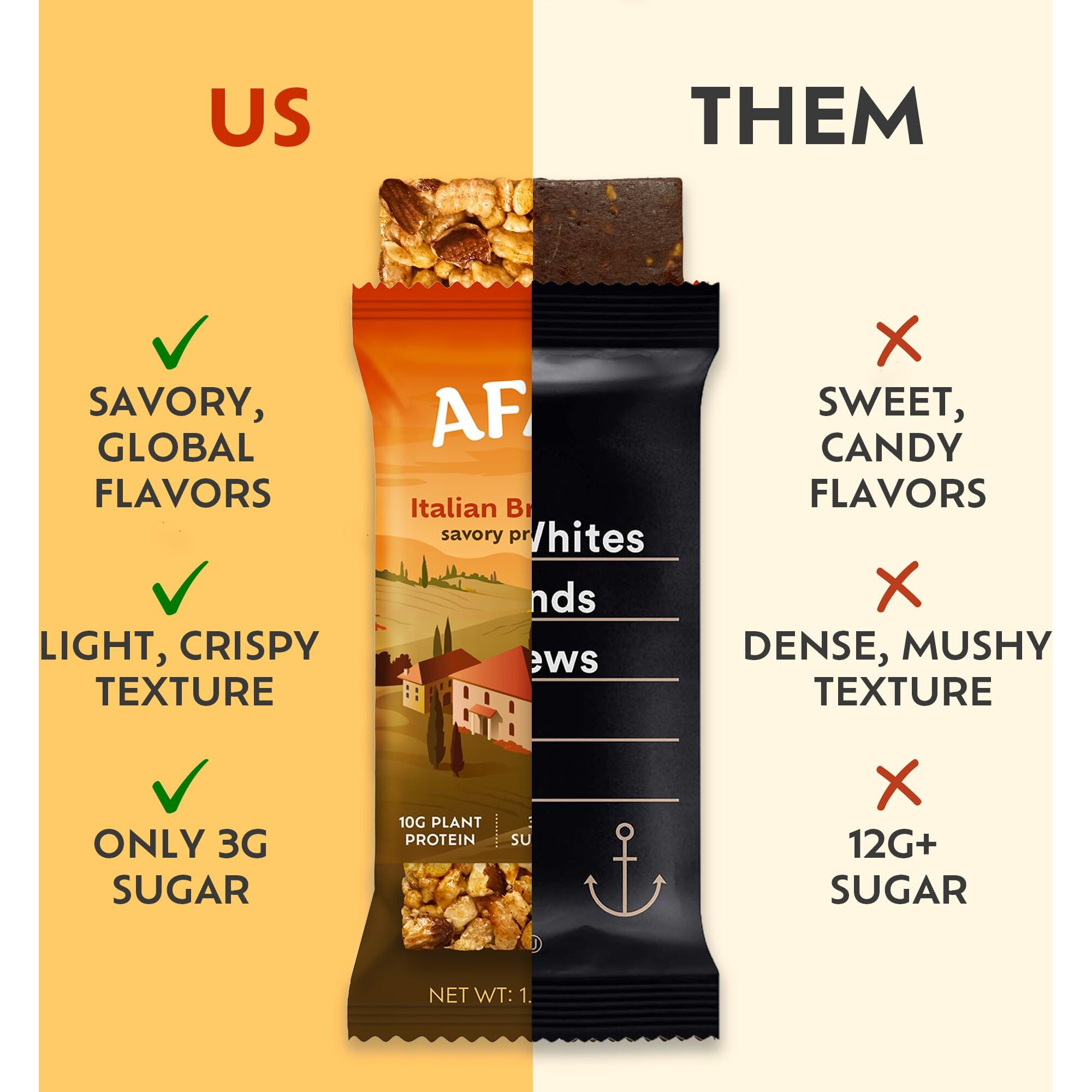 Afar Savory Protein Bars - Low Sugar, High Protein - Healthy Snack For Adults - Meal Replacement Bar - Rice Crispy Texture - Vegan, Gluten Free (8 Bars, Variety Pack)