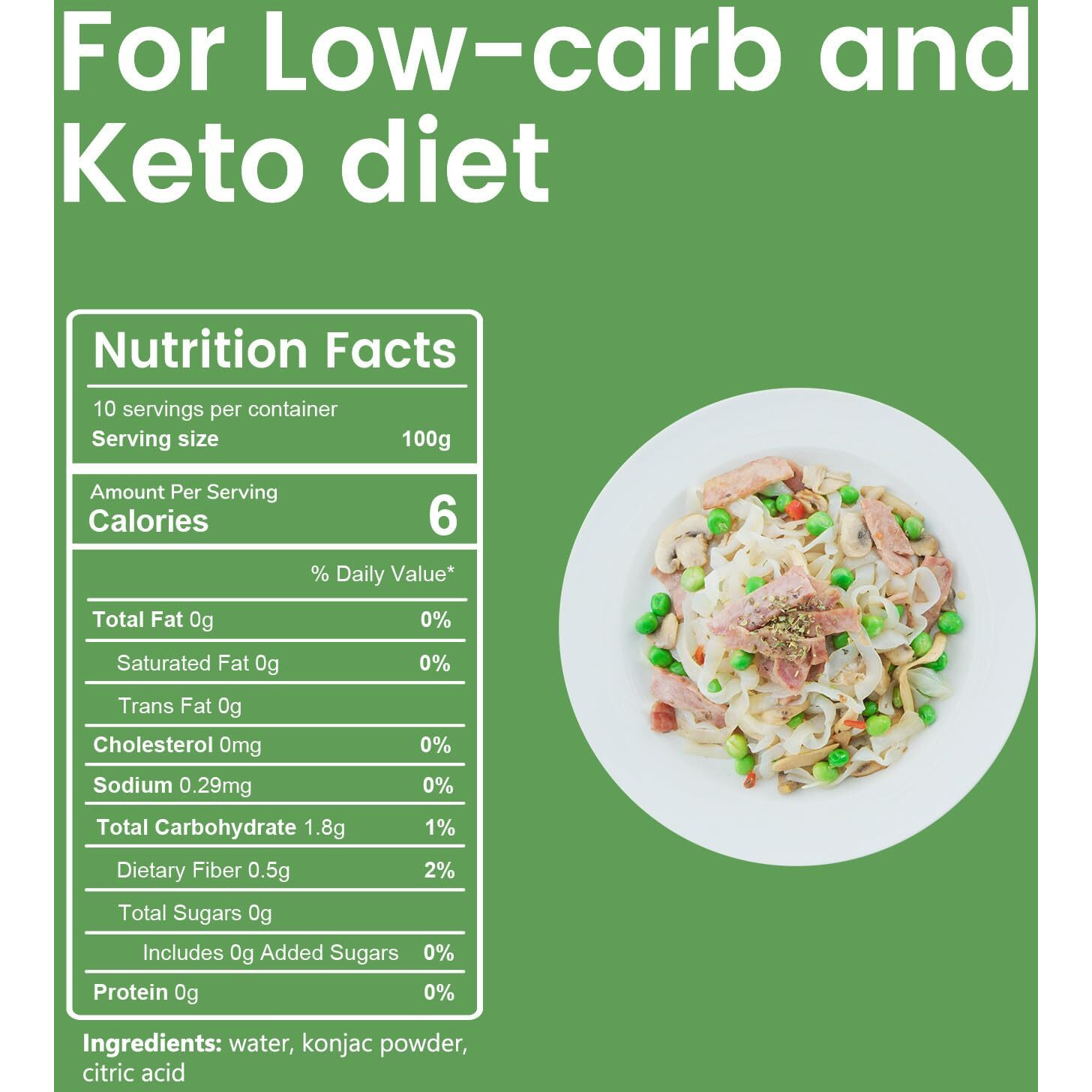 Hethstia Konjac Noodle Low-Carb Fettuccine Shirataki Noodles Keto Low Calorie Pasta Gluten Free, Vegan, Paleo-Friendly (5 Oz, 10-Pack)