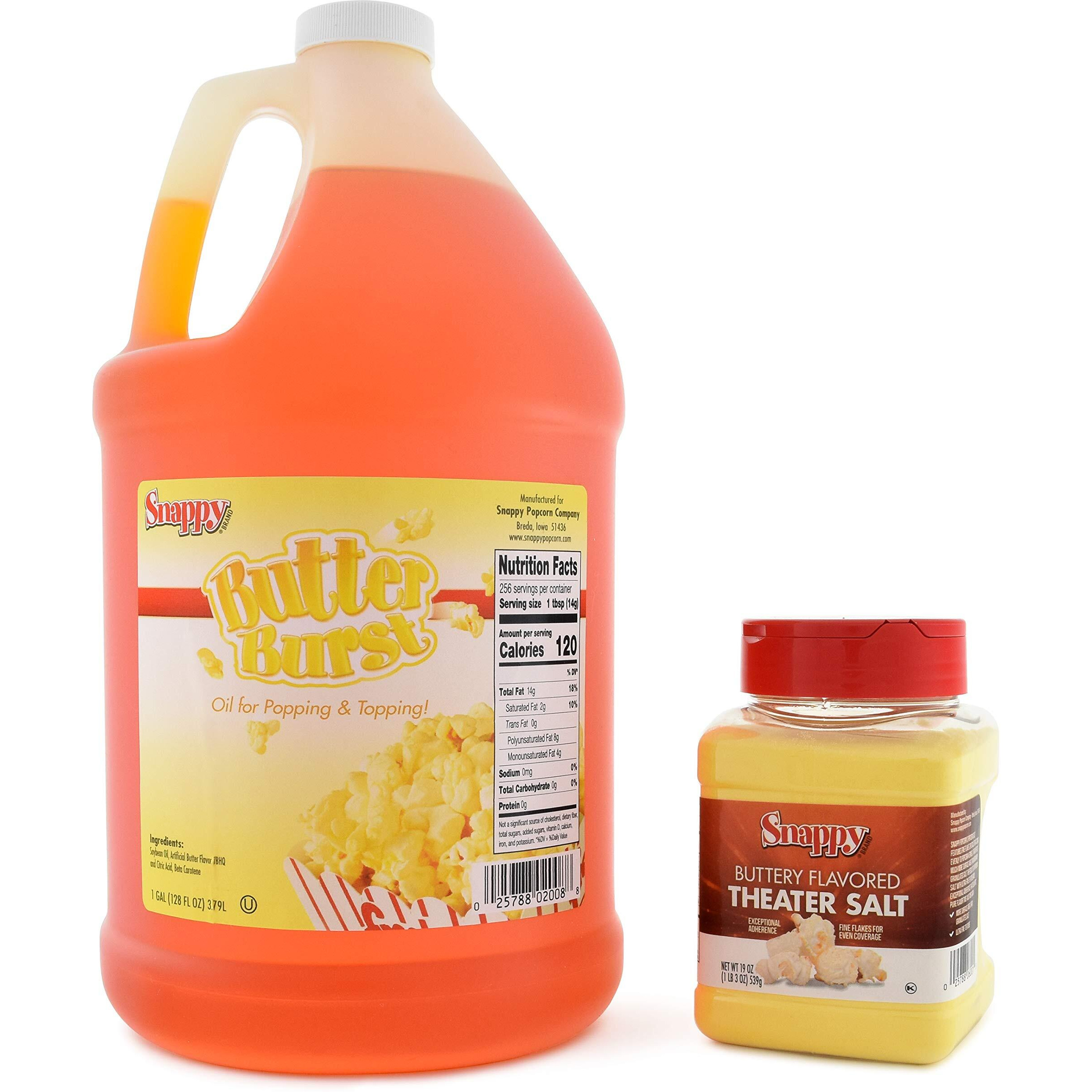 Snappy Butter Burst Flavored Popcorn Kit, Buttery Flavored Theater Salt