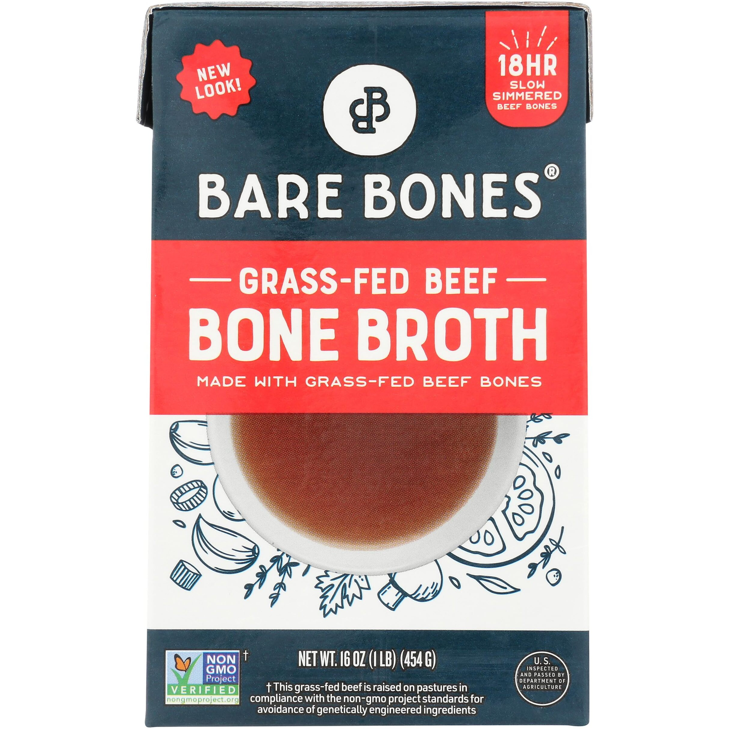 Bare Bones, Beef Bone Broth Classic, 16 Ounce