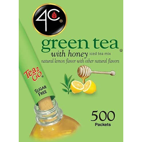 4C Powder Drink Stix, Green Tea 500 Count, Bulk Buy, Singles Stix, On The Go, Refreshing Water Flavorings, Value Pack