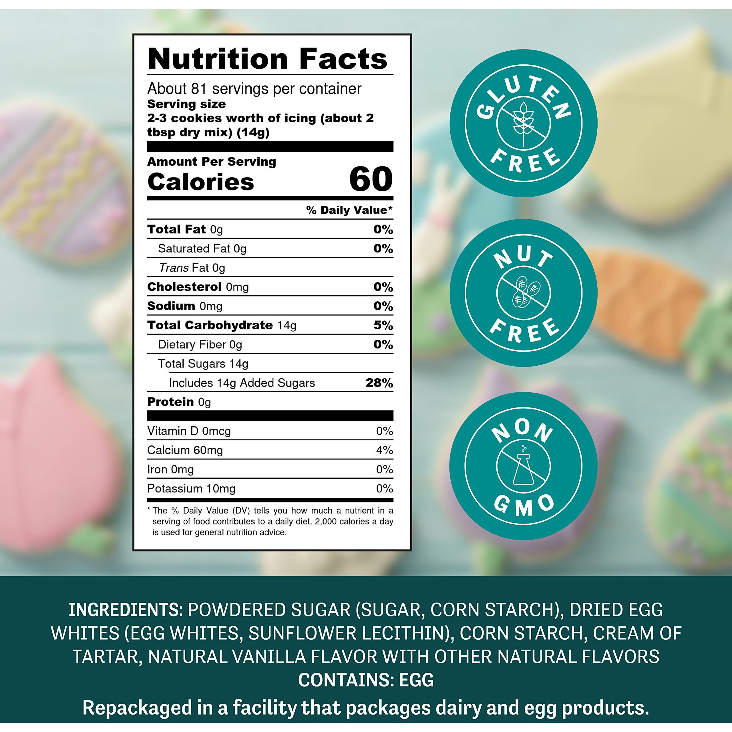 Judee's Royal Icing Mix 2.5 Lb - Frost Cookies Like A Professional - Great For Decorating And Baking - Just Add Water - Non-Gmo, Gluten-Free And Nut Free