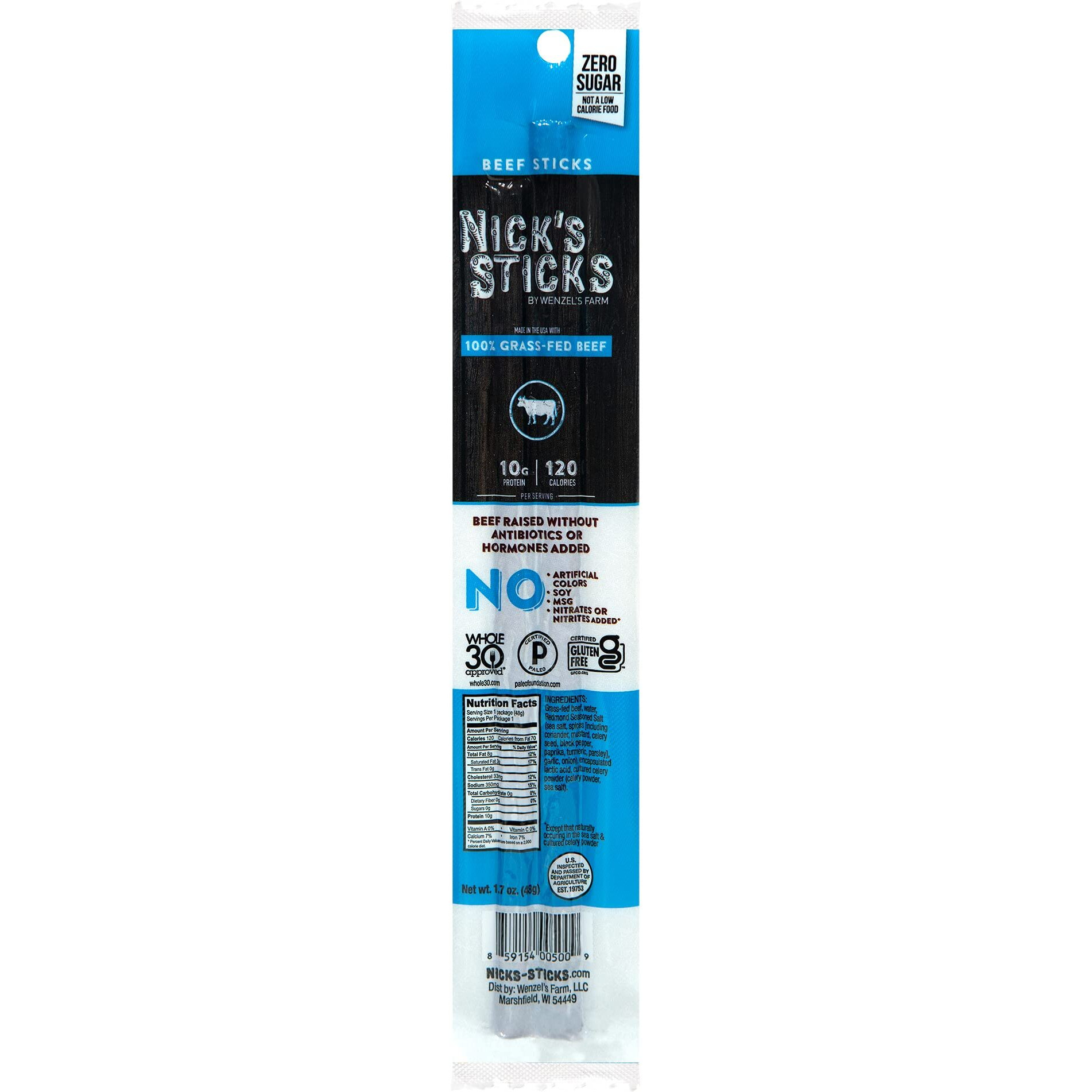 Nick's Sticks | 100% Grass-Fed Beef, Free Range Turkey Stick, Variety Pack | Made In The Usa | Gluten Free | 3 Original Beef, 3 Original Turkey, 3 Spicy Beef, 3 Spicy Turkey