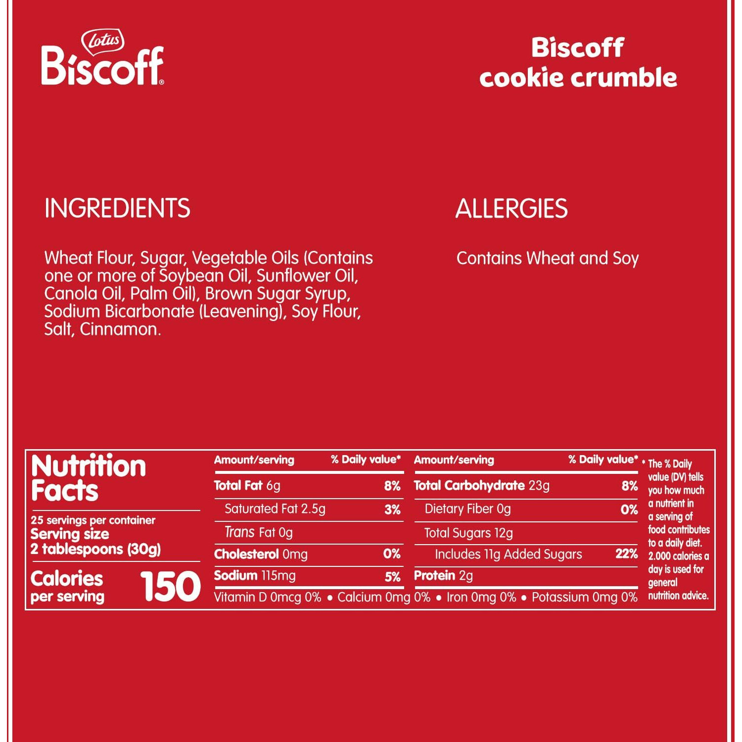 Lotus Biscoff Crumble - Crumbled Caramelized Biscuit Cookies - 1.65 Lbs Bag