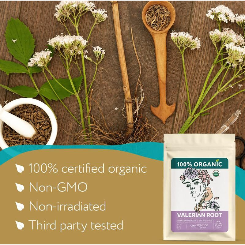 Organic Valerian Root Tea - Valerian Root Herb, Valarian Roots - Te De Valeriana Para Dormir Y Ansiedad, Valeriana Organica - Valerian Tea For Sleep, Lower Stress, Relax Muscles - 4 Ounces