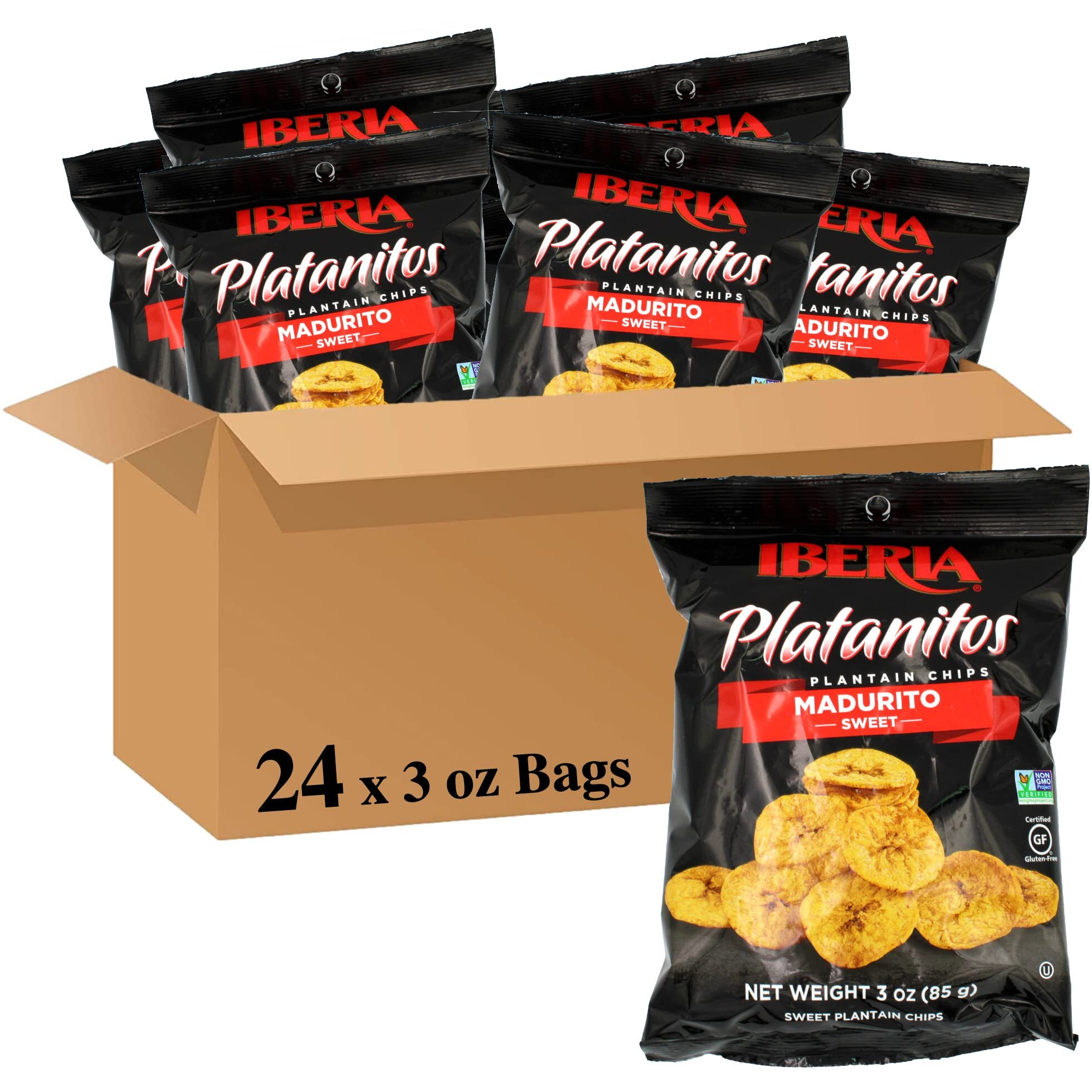 Iberia Naturally Sweet Plantain Chips, 3 Oz (Pack Of 24)