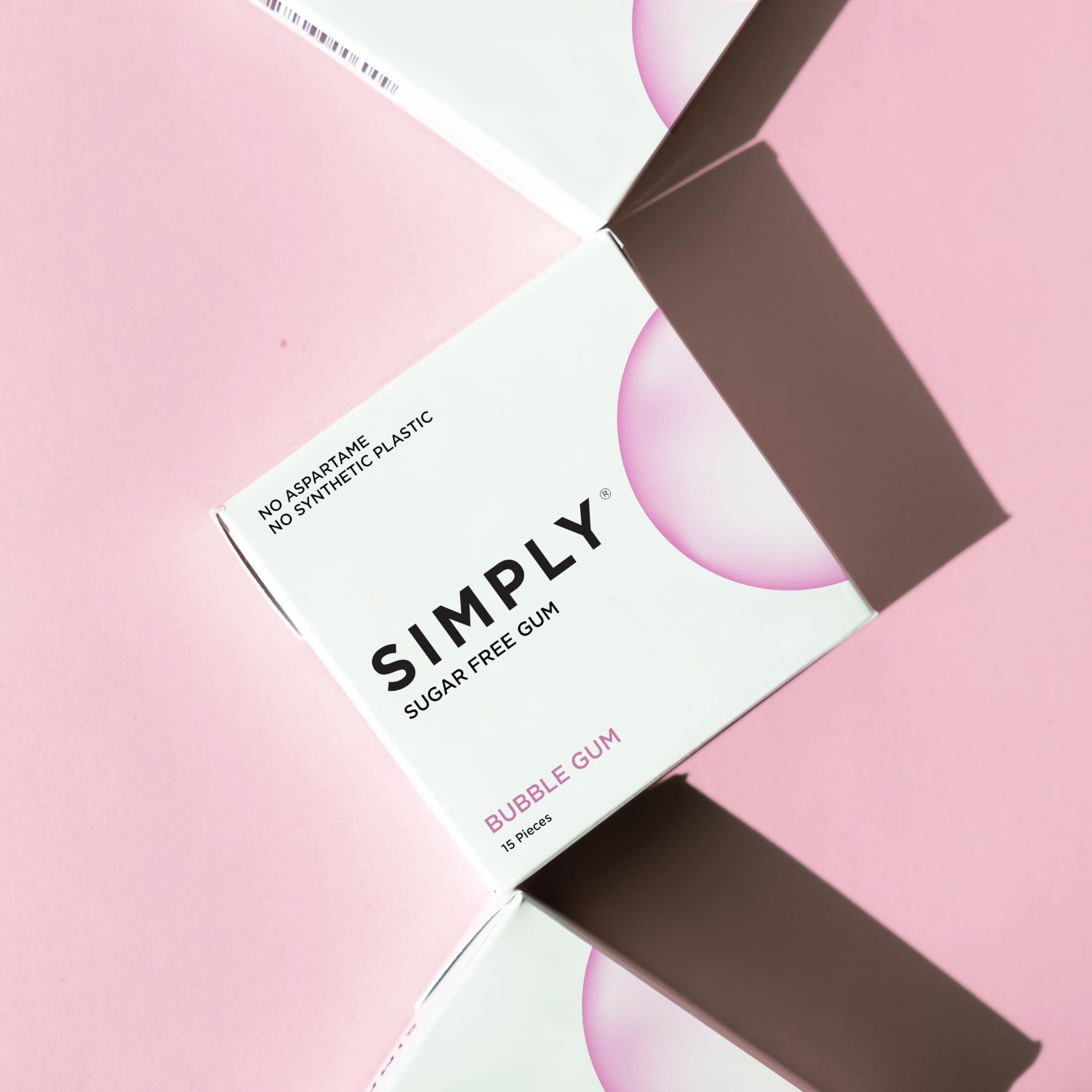 Simply Gum | Sugar Free Xylitol Chewing Gum | Bubblegum | Pack Of Six (90 Pieces Total) | Synthetic Free + Sugar Free + Aspartame Free