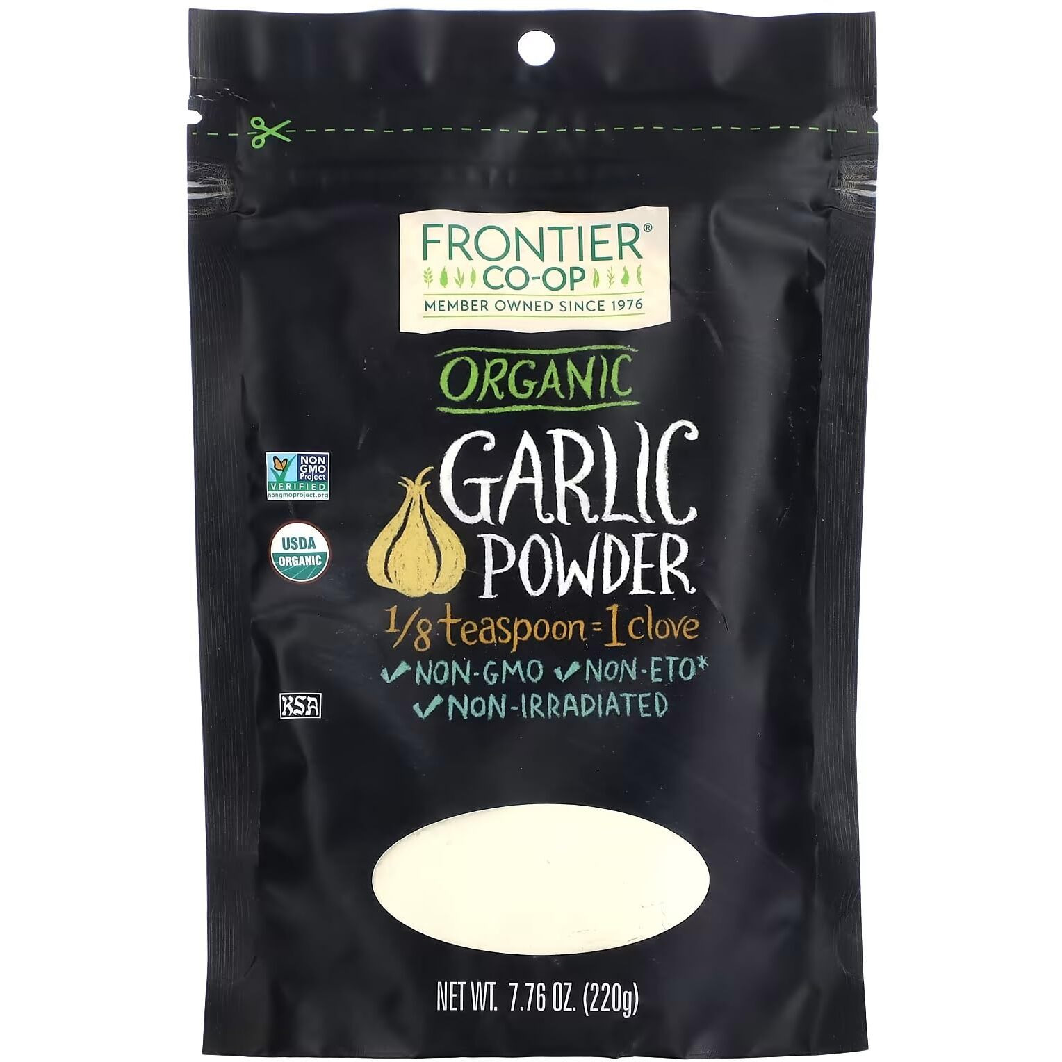 Frontier Co-Op Organic Garlic Powder, 7.76-Ounce Bag, Pure & Natural Garlic Seasoning | Non-Gmo & Kosher Certified | Add Flavor To Your Savory Dishes