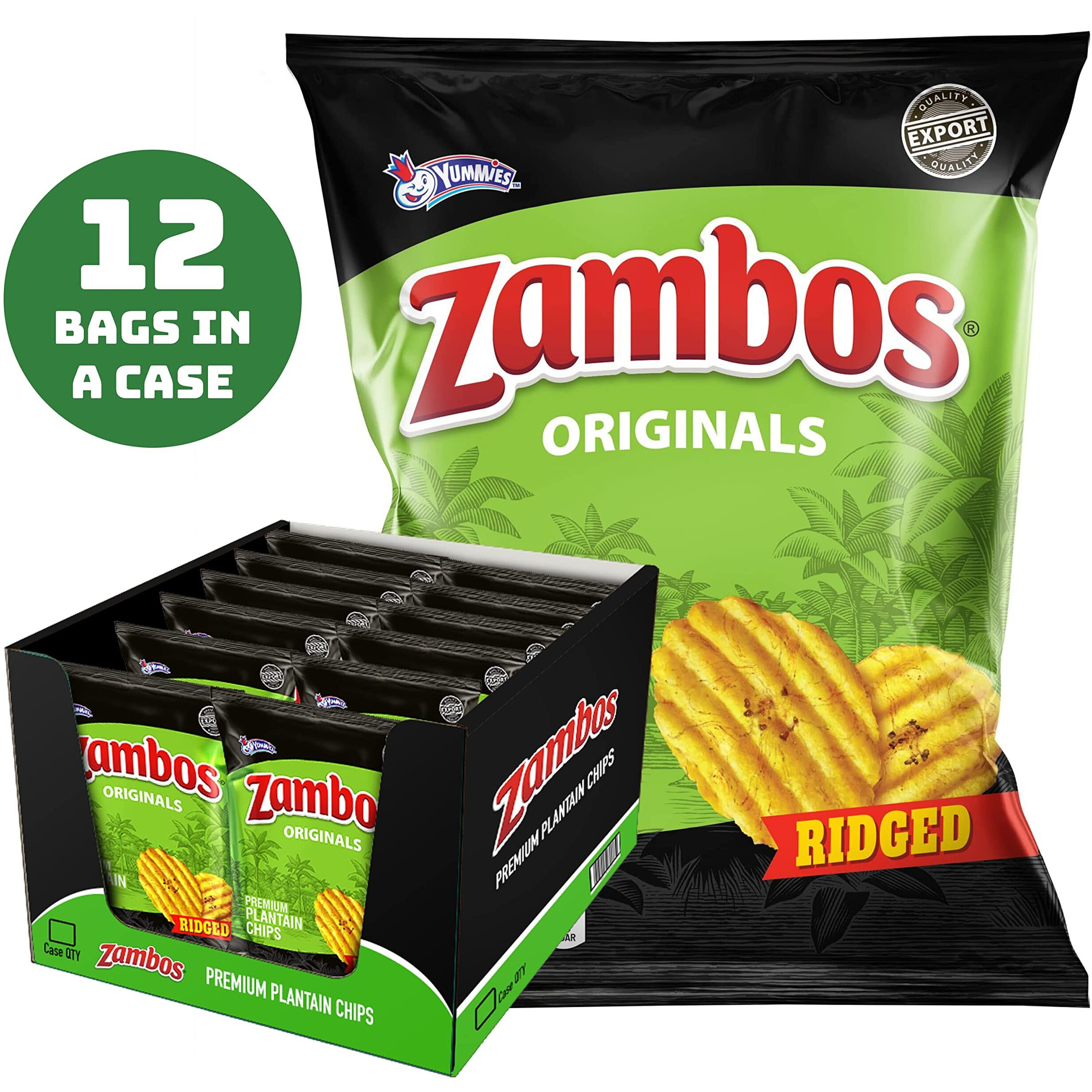 Zambos Plantain Chips Original, Ridged (Pack Of 12)