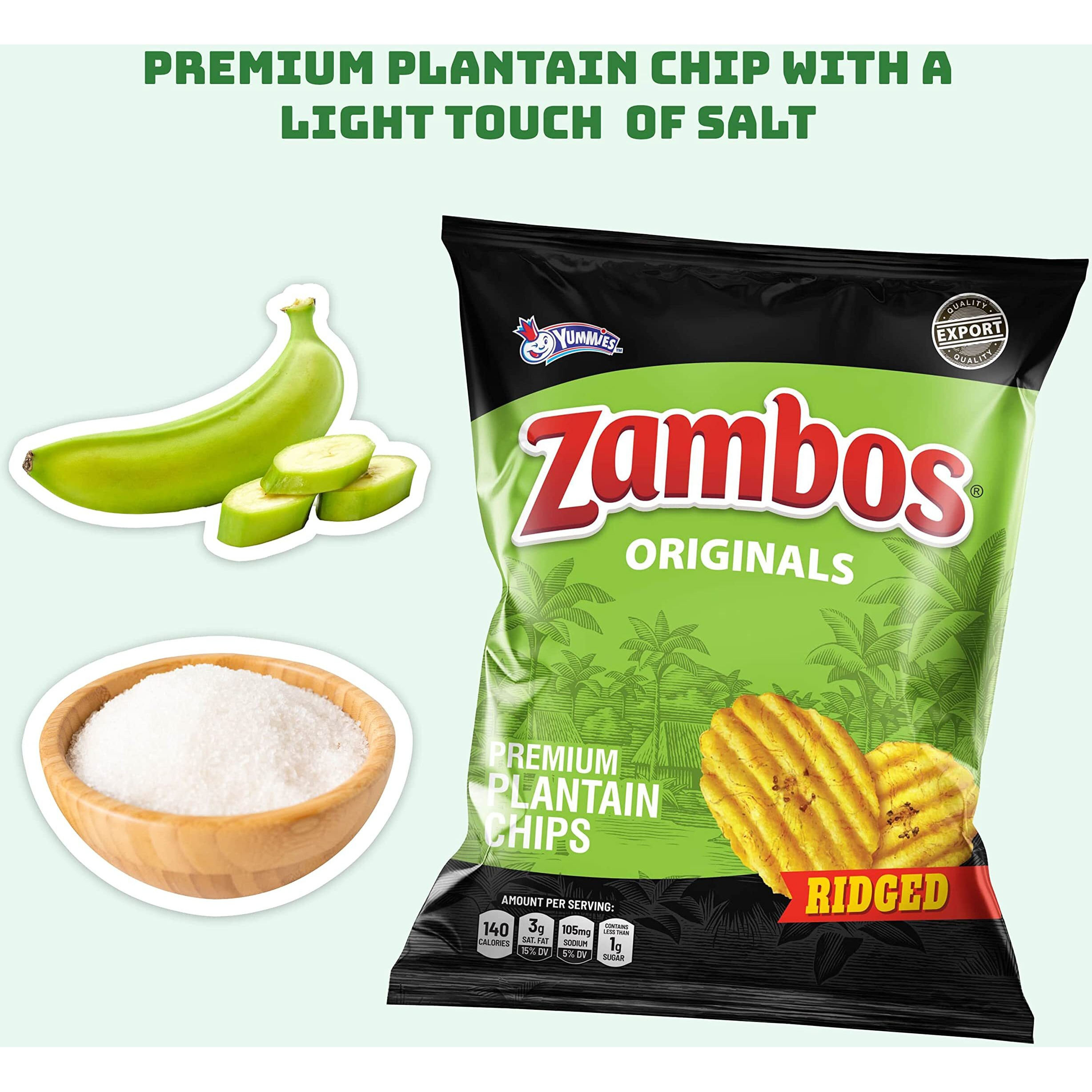 Zambos Plantain Chips Original, Ridged (Pack Of 12)