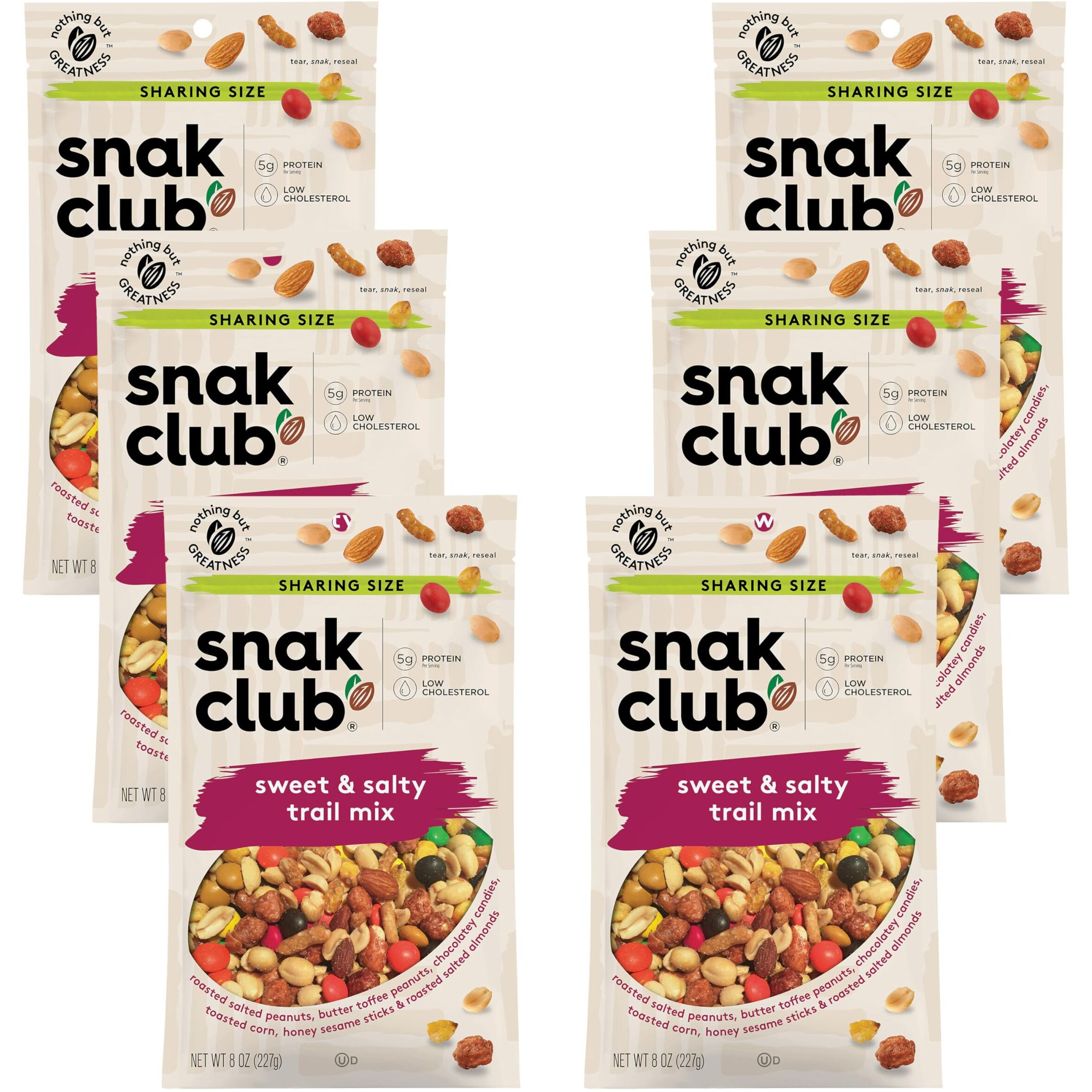 Snak Club Sweet & Salty Trail Mix, 8 Ounce (Pack Of 6)