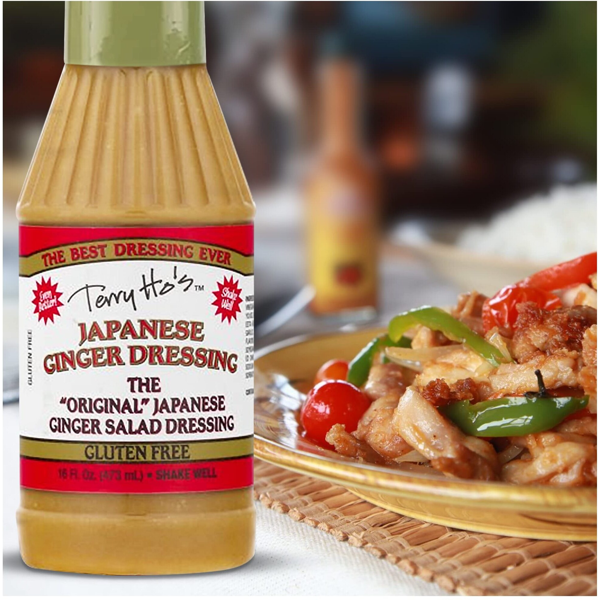 Terry Ho's Japanese Ginger Dressing 16 Oz - Gluten-Free - Sesame Sauce For Salad, Dipping, Marinade - Perfect For Asian Food, Roasted Chicken, Potato Salad (Pack Of 2)