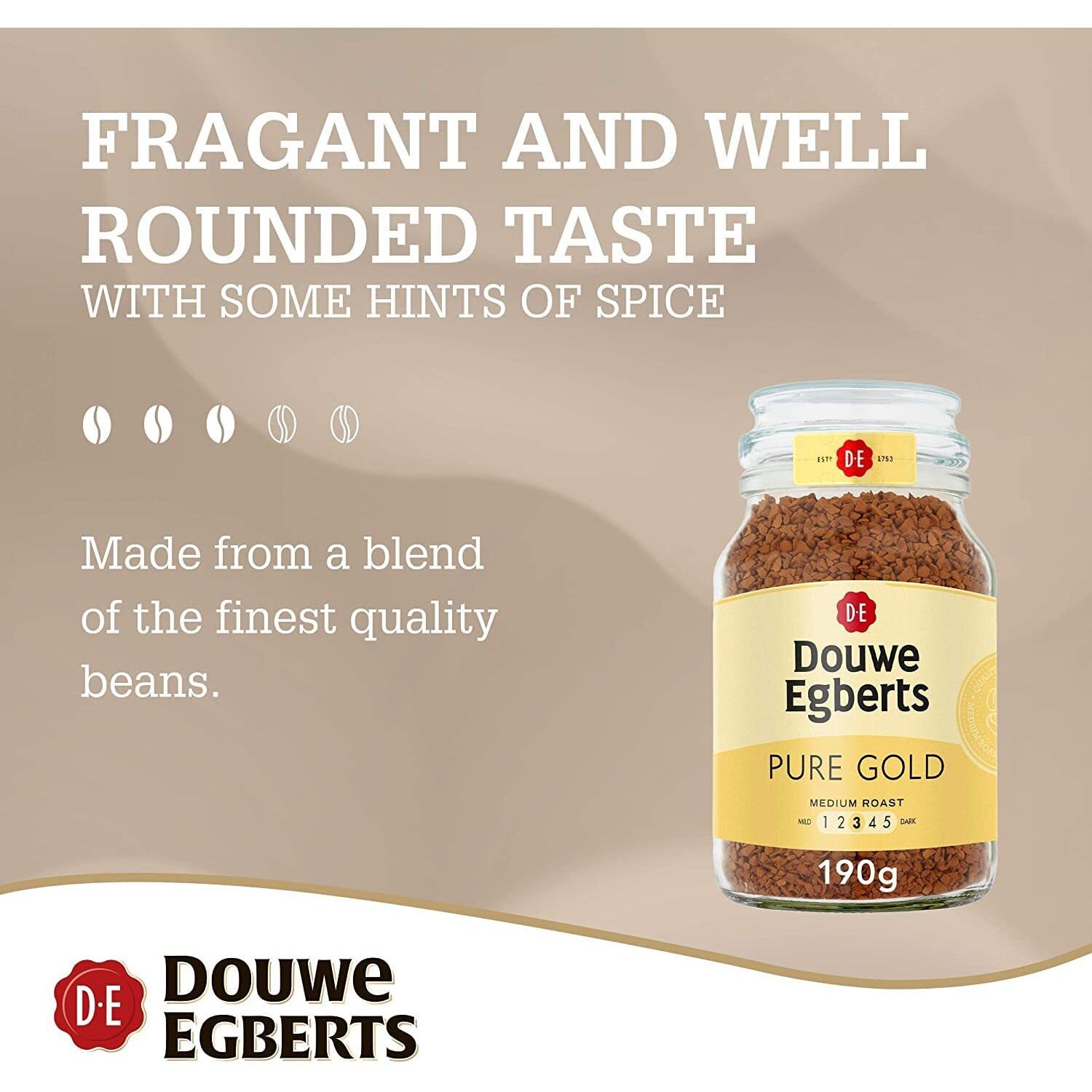 Douwe Egberts Pure Gold Instant Coffee, Medium Roast, 6.7-Ounce, 190G (Packaging May Vary)
