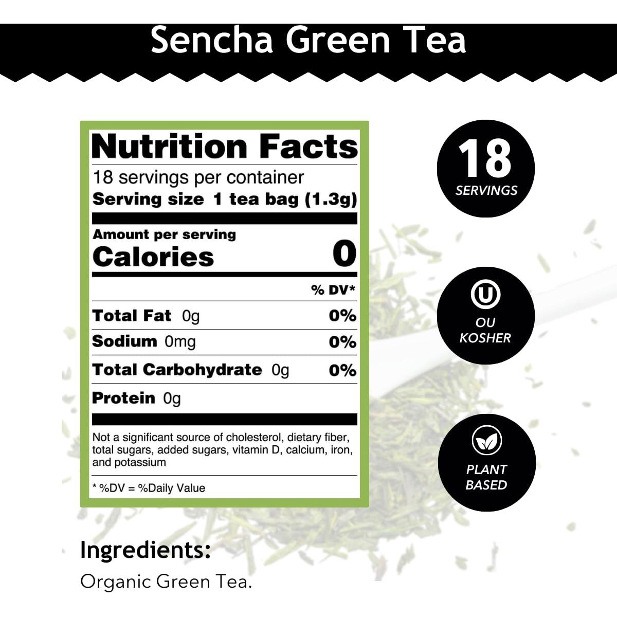 Buddha Teas - Organic Sencha Green Tea - For Health & Wellbeing - Japanese Green Tea - With Antioxidants & Minerals - Clean Ingredients - Caffeinated - Ou Kosher & Non-Gmo - 18 Tea Bags (Pack Of 1)