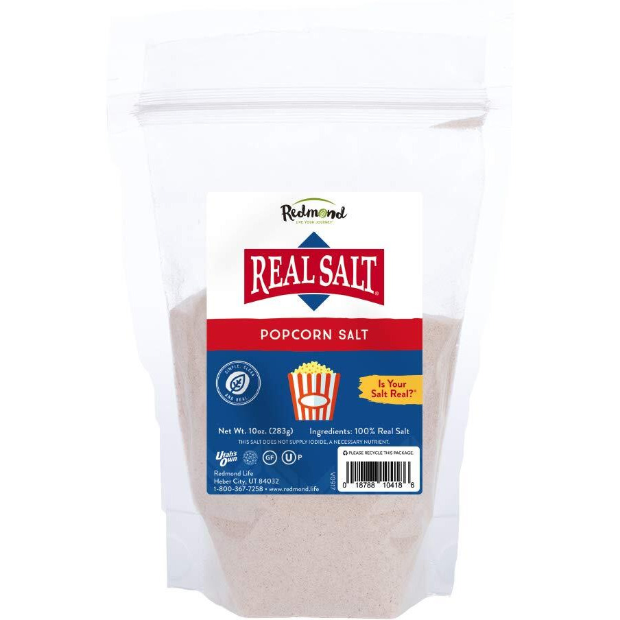 Redmond Real Sea Salt - Natural Unrefined Gluten Free Popcorn, 10 Ounce Pouch