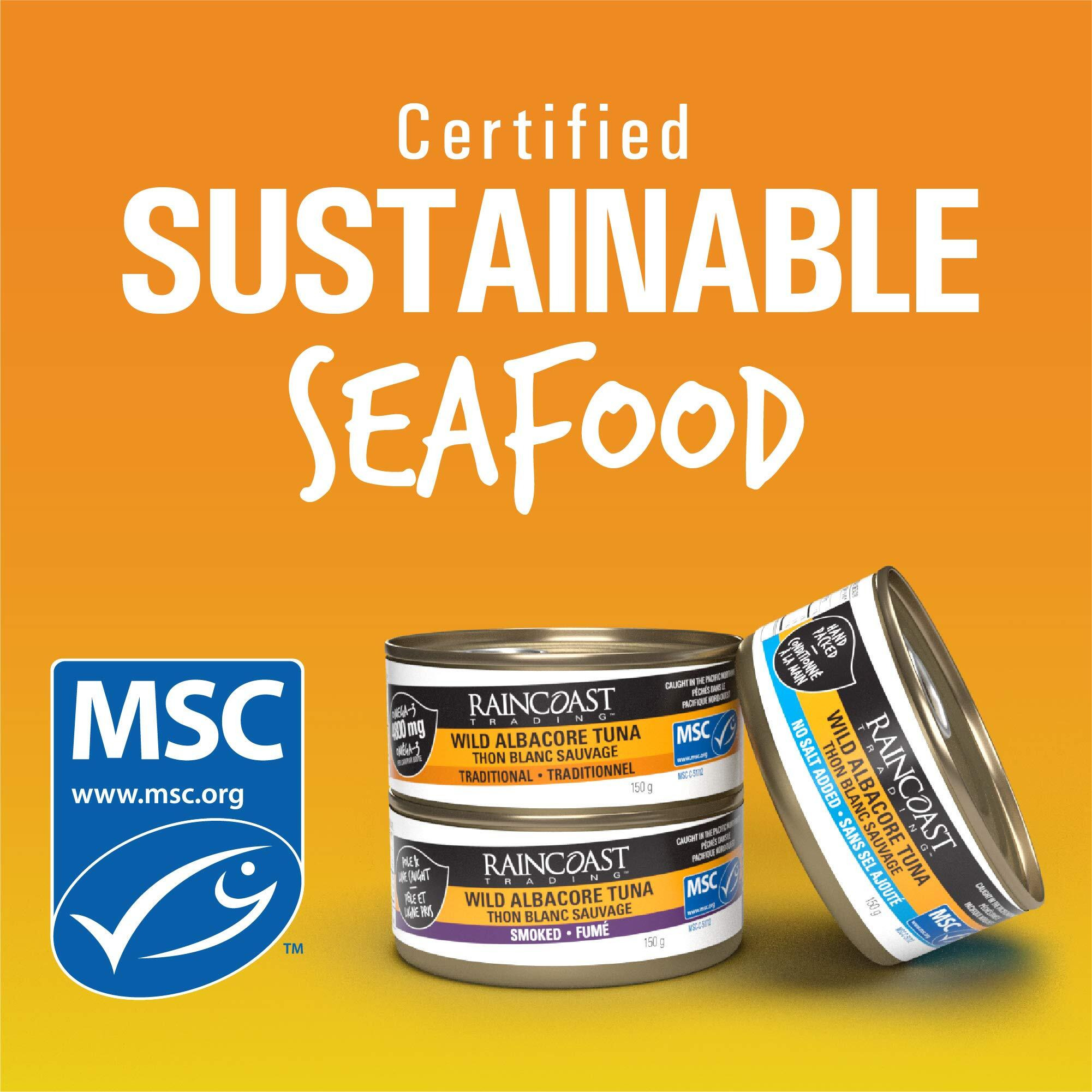 Raincoast Trading Solid White Albacore Tuna - No Salt, 150G (Pack Of 12)