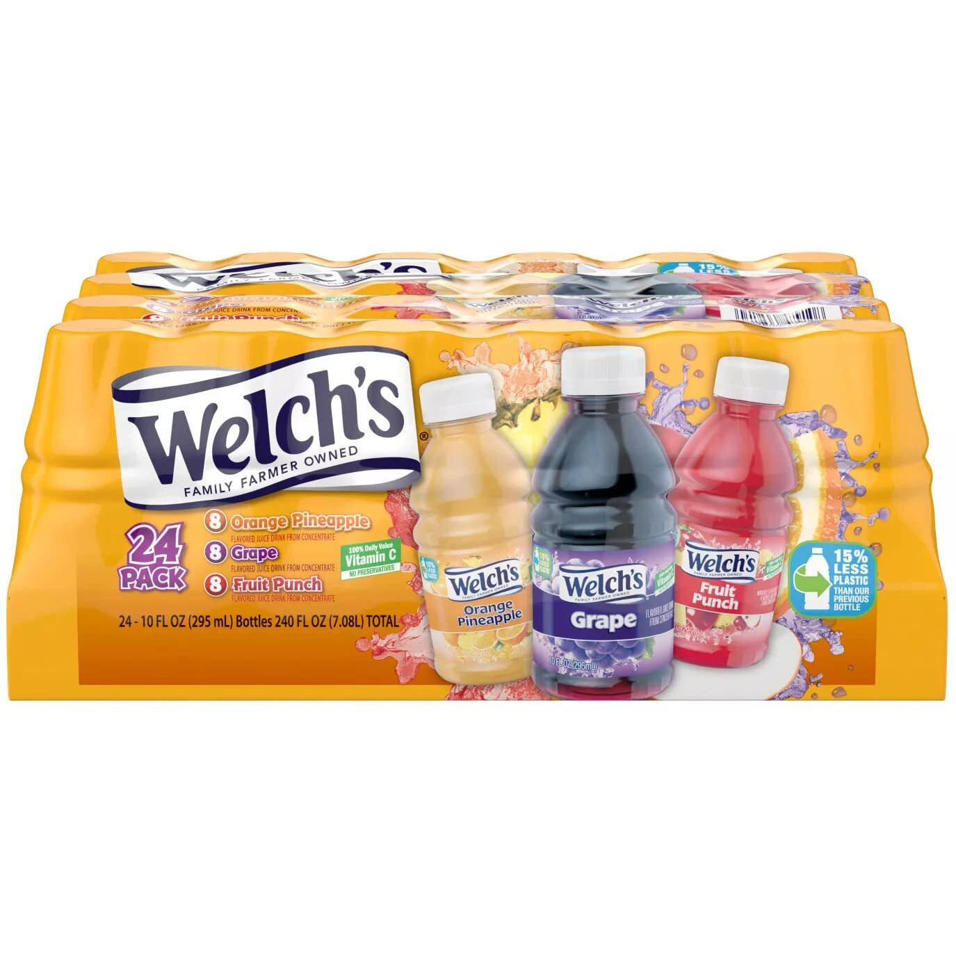 Welch's Variety Pack - Orange Pineapple, Grape And Fruit Punch - No Preservatives - Rich Source Of Vitamin C - Ready Set Gourmet Donate A Meal Program - 1 Pack (10Oz / 24Pk Each)