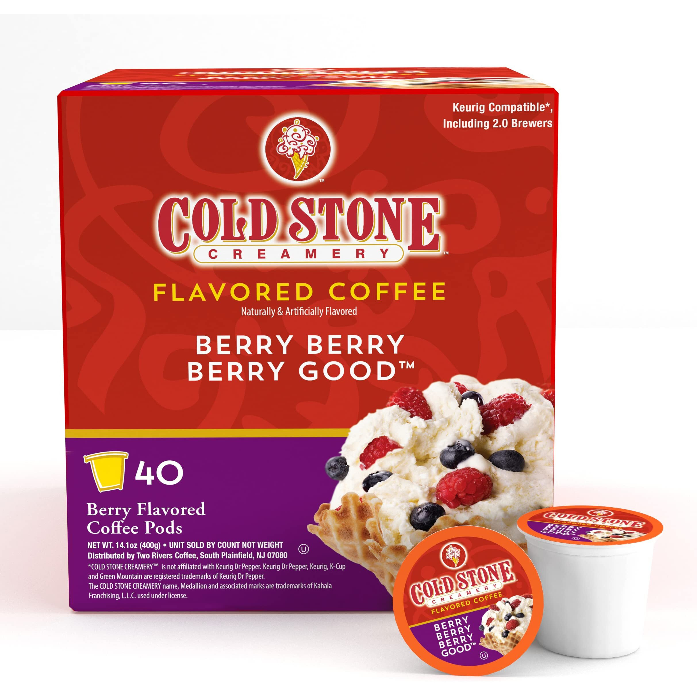 Cold Stone Creamery Beverages Berry Berry Berry Good Ice Cream Flavored Coffee Pods, Compatible With K Cup Brewers Including 2.0, 40 Count