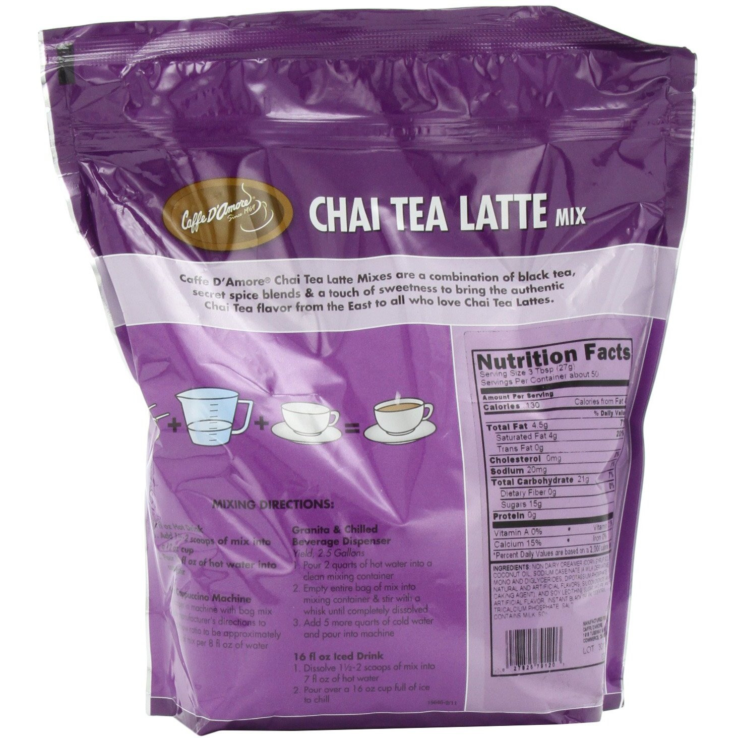 Chai Amore Tea Latte Tahitian Vanilla Blended Drink Mix, 3 Pounds
