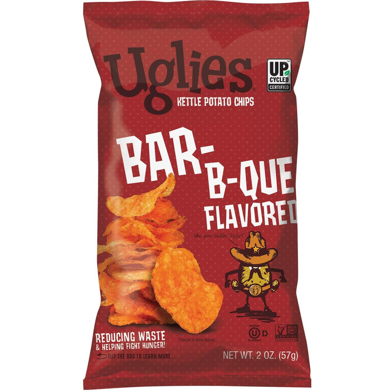 Uglies Bbq Kettle-Cooked Potato Chips, Gluten-Free Snacks, Kosher-Friendly Chips, Non-Gmo Snacks For Kids Or Office, Lunch Snacks, Individual Snack Packs, 2 Oz. Bags, Pack Of 12