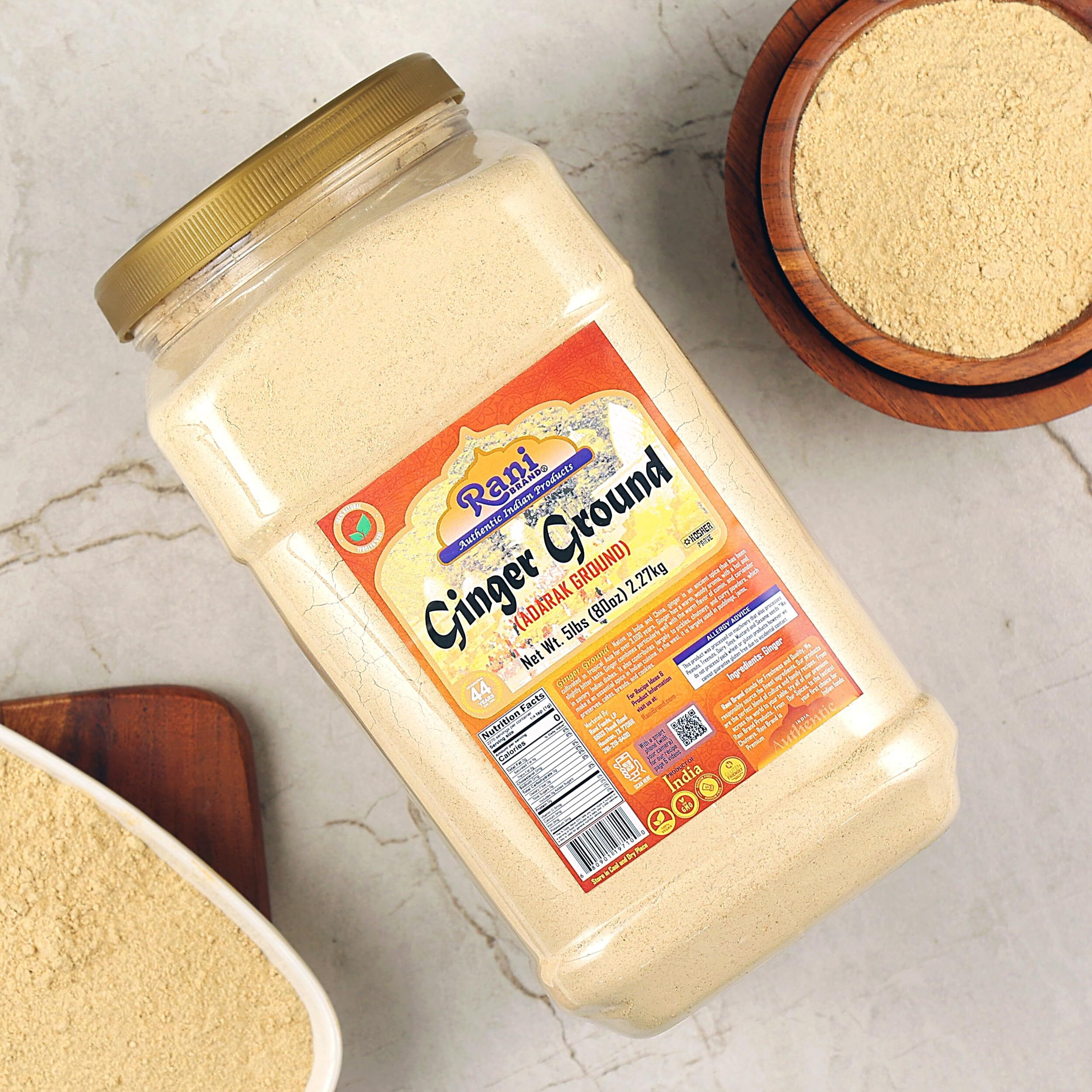 Rani Ginger (Adarak) Powder Ground, Spice 80Oz (5Lbs) 2.27Kg Bulk Pet Jar ~ All Natural | Vegan | Gluten Friendly | Non-Gmo | Kosher | Indian Origin
