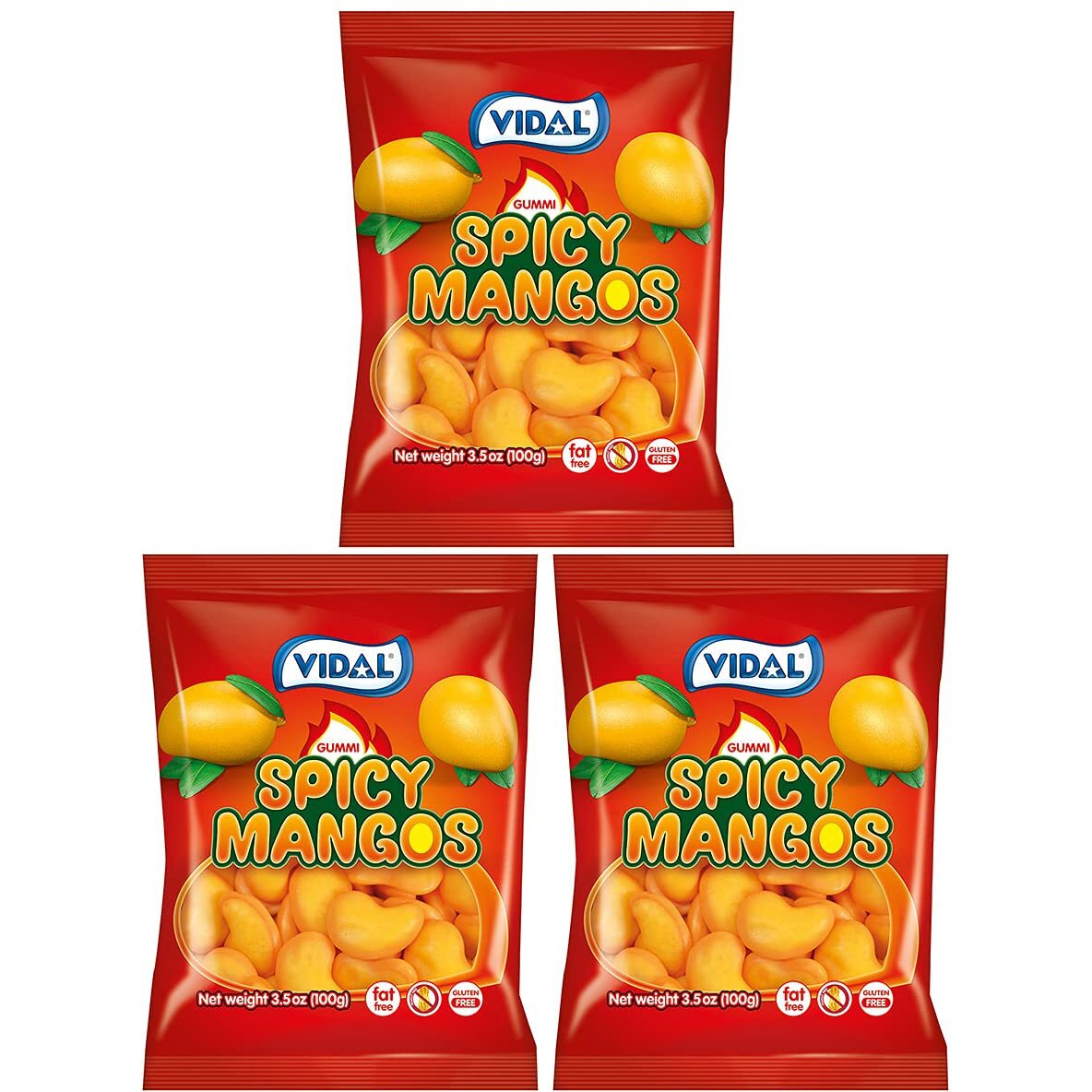 Vidal Gummy Spicy Mangos Candy, 3.5 Ounce (Pack Of 3)