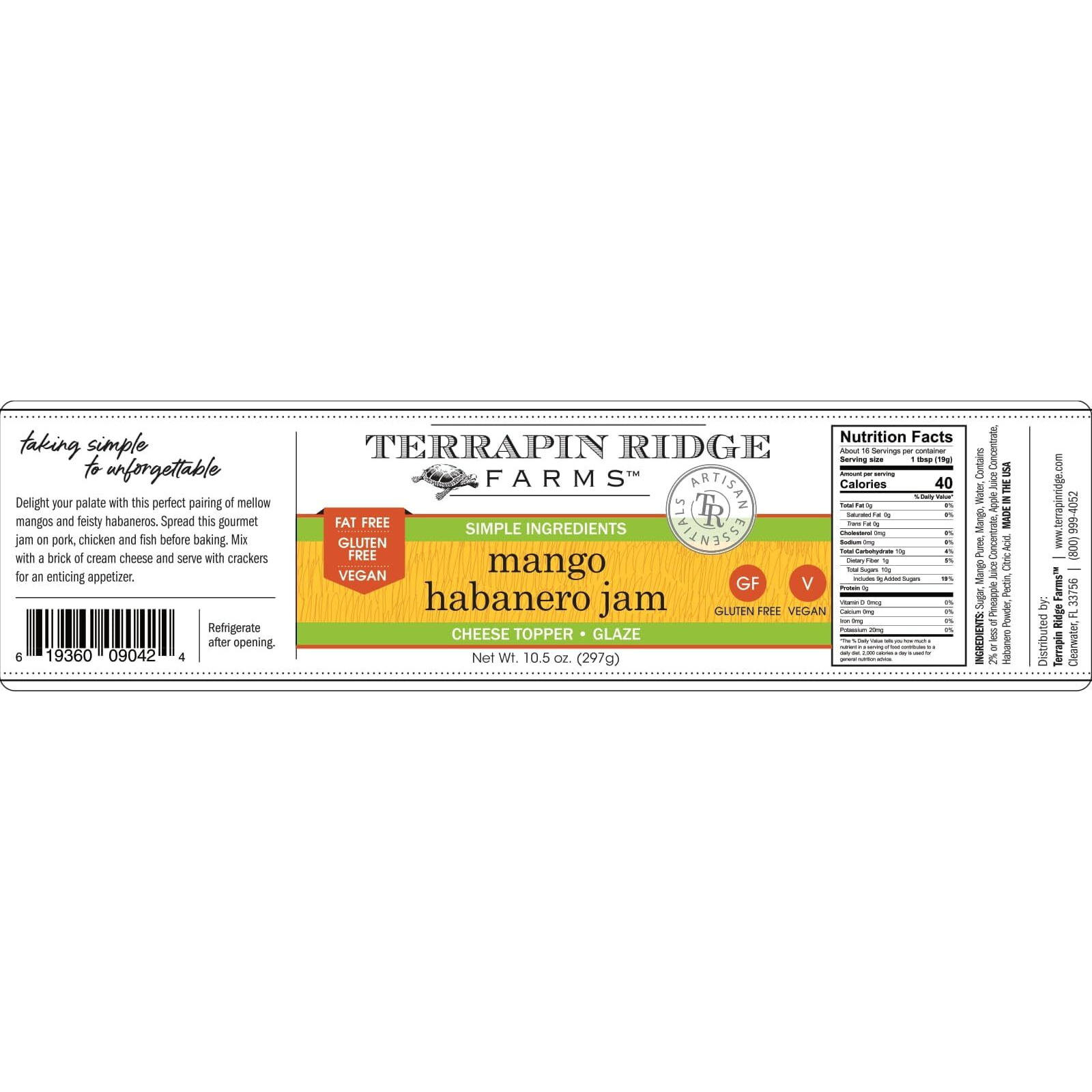 Terrapin Ridge Farms Mango Habanero Gourmet Jam - One 10.5 Ounce Jar