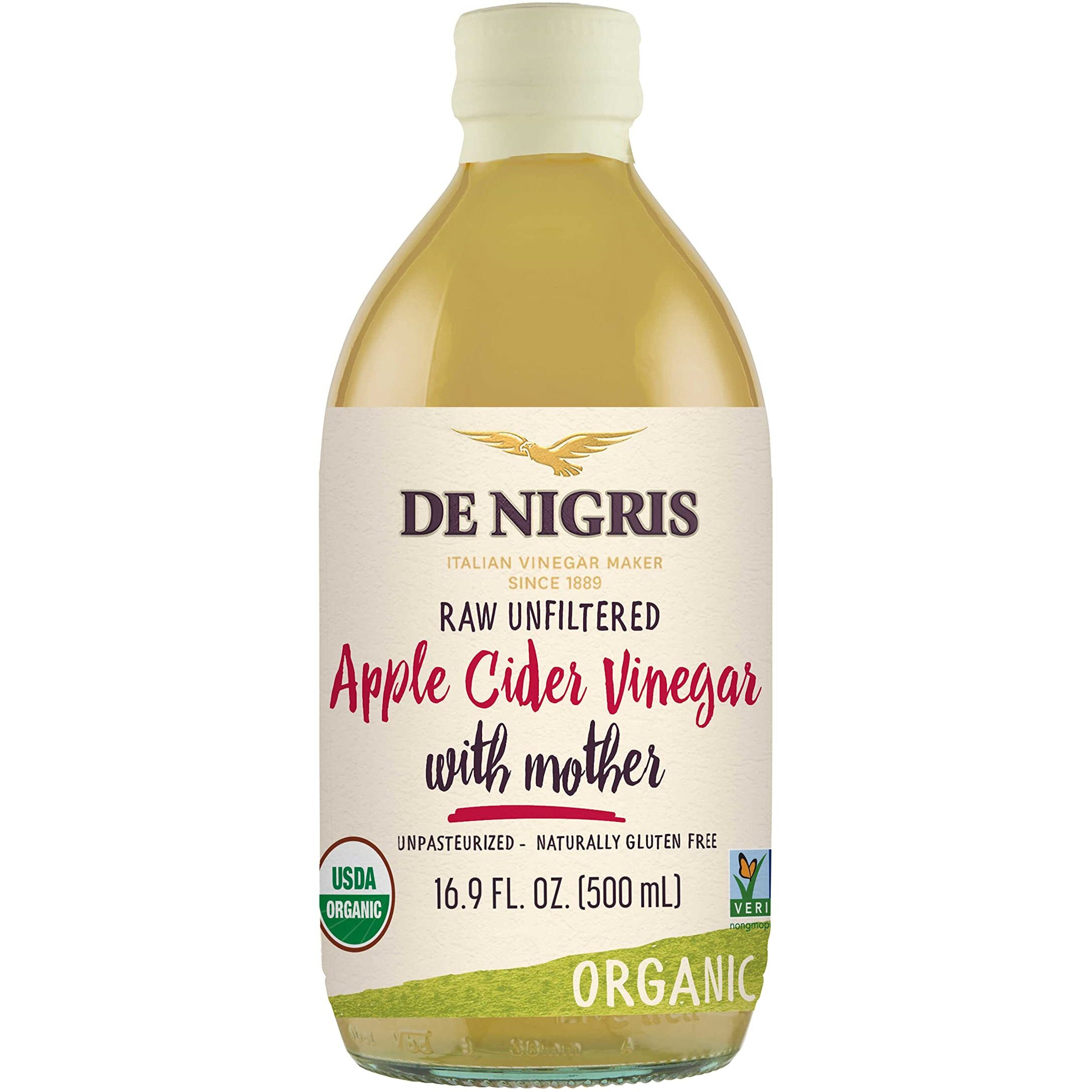 De Nigris Organic Apple Cider Vinegar Raw & Unfiltered 16,9 Oz (500Ml) | Apple Cider Vinegar With Mother A Source Of Functional Elements For The Balance Of Metabolism | Apple Cider Vinegar Organic