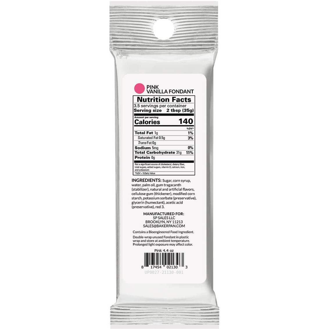 Bakerpan Premium Rolled Pink Fondant For Cake Decorating, Vanilla Flavor - 4.4 Ounces (Made In Usa)