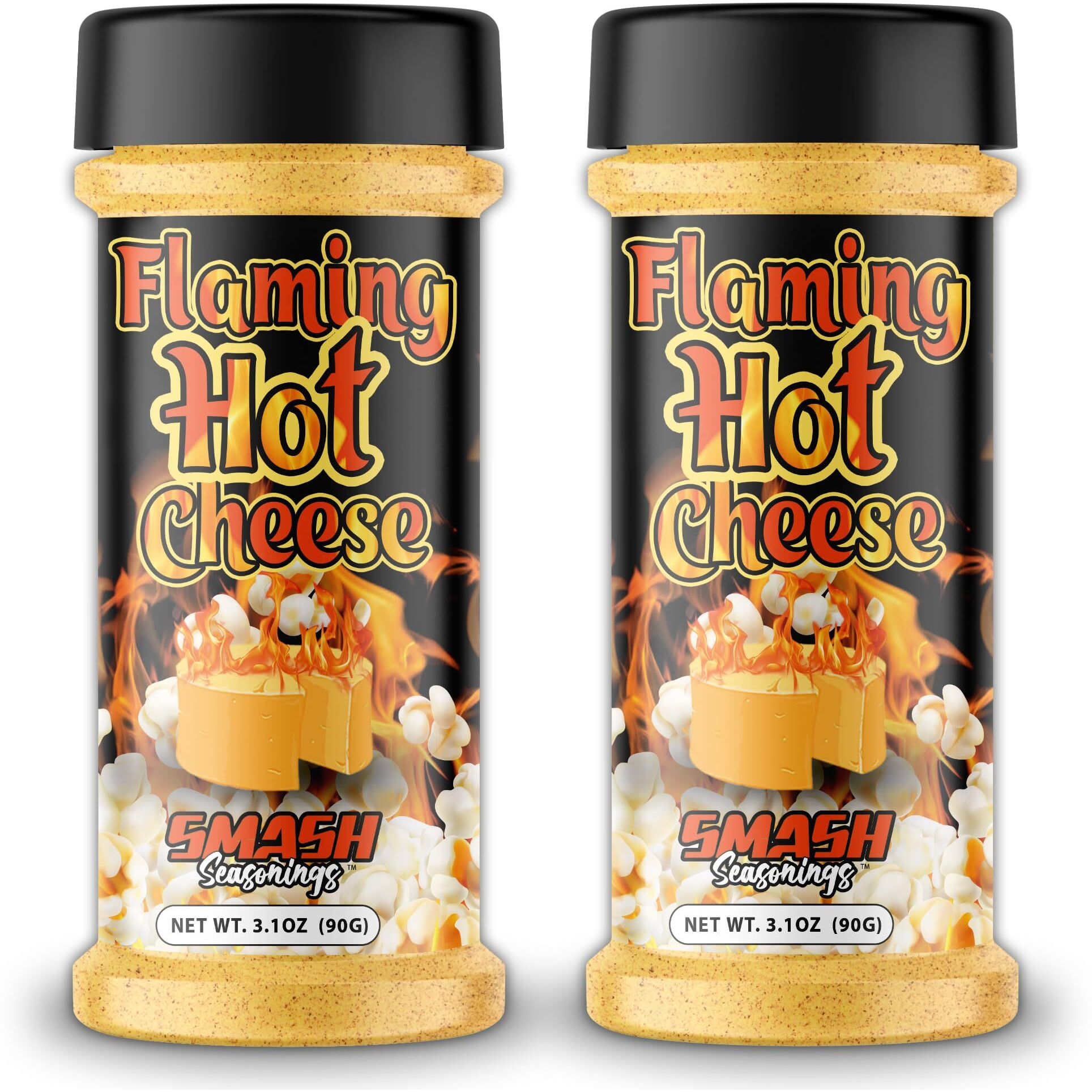 Smash Seasonings Flaming Hot Cheese Popcorn Seasoning - 2 Pack Of Delicious Popcorn Seasoning In A Shaker Bottle 3.1Oz