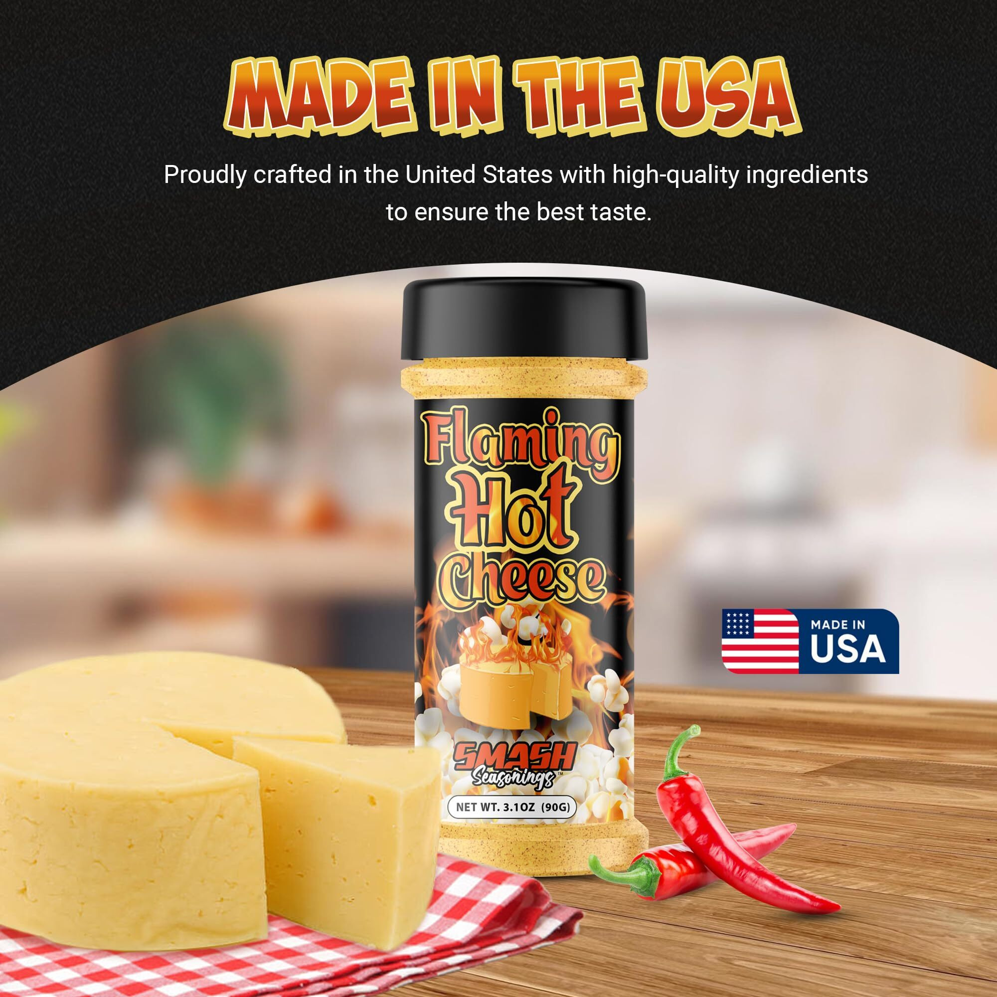 Smash Seasonings Flaming Hot Cheese Popcorn Seasoning - 2 Pack Of Delicious Popcorn Seasoning In A Shaker Bottle 3.1Oz